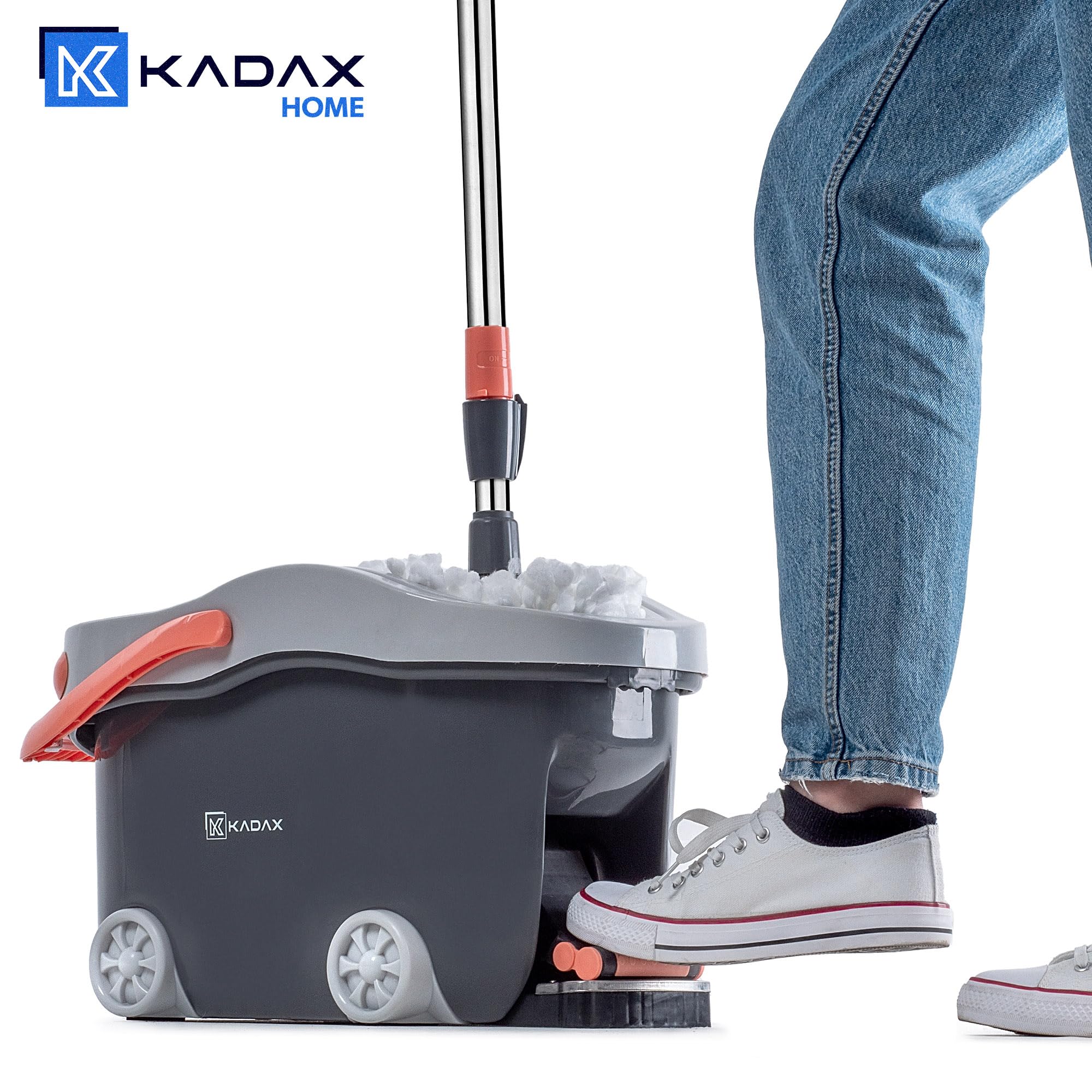 KADAX Juego completo de mopa con mango telescópico y cubo con función de escurridor, fregona con cubo de limpieza, limpiador para limpieza de suelos