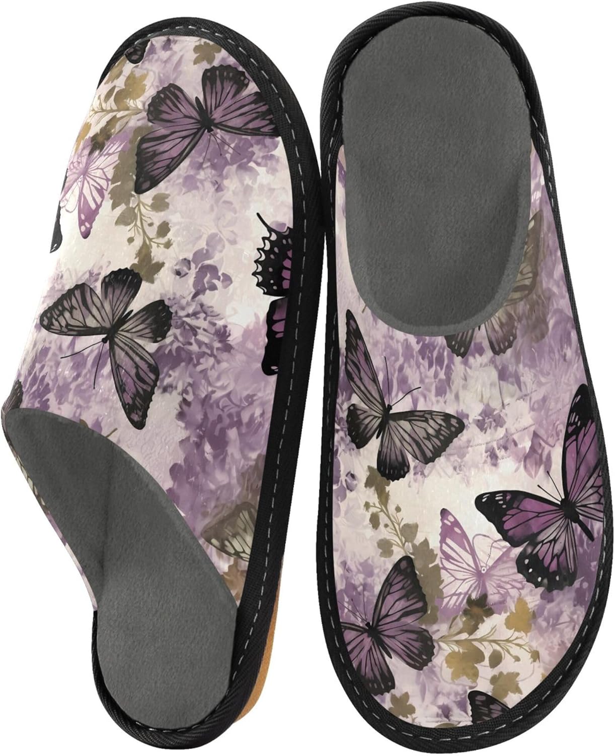 Butterfly House Slippers – Cozy Fuzzy Slippers for Guests, Washable & Disposable, Perfect for Shoeless Home, Spa & Hotel Use A111683