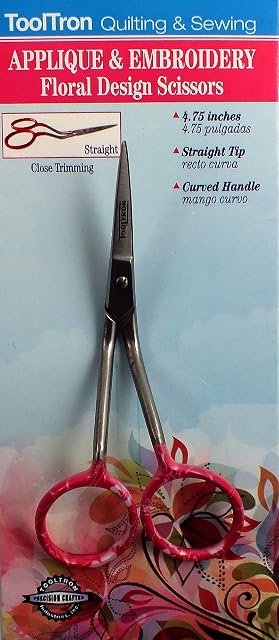 Tool Tron Applique and Embroidery Scissors 4.75-inch, Floral