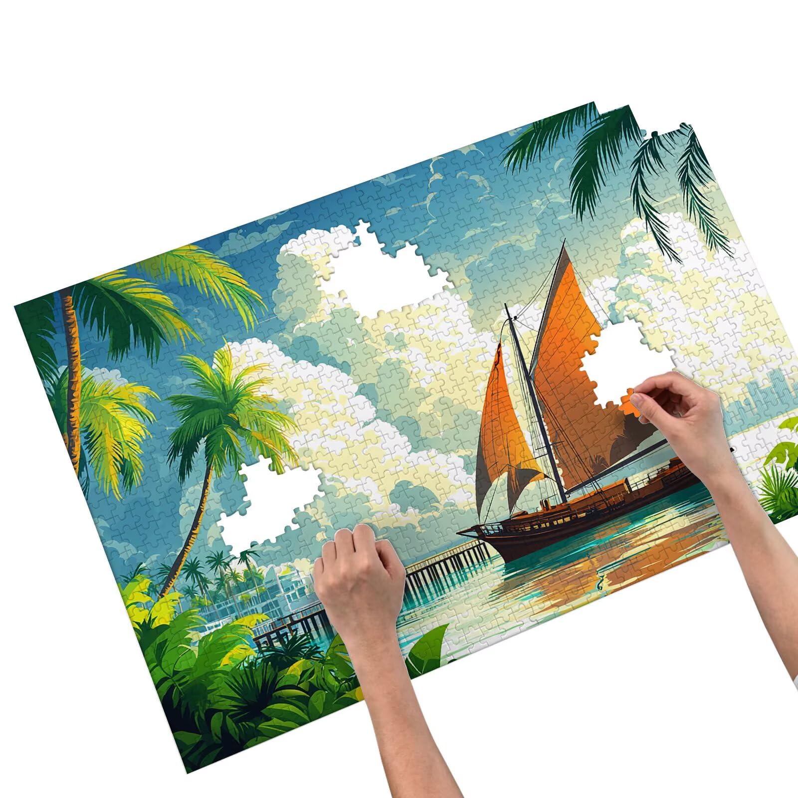 Puzzle 3000 sztuk dla dorosłych, drewniane łodzie puzzle dla dorosłych, trudne drewniane łodzie łamigłówki, rodzinne gry edukacyjne, łamigłówki z pudełkiem na prezent do dekoracji domu prezent dla