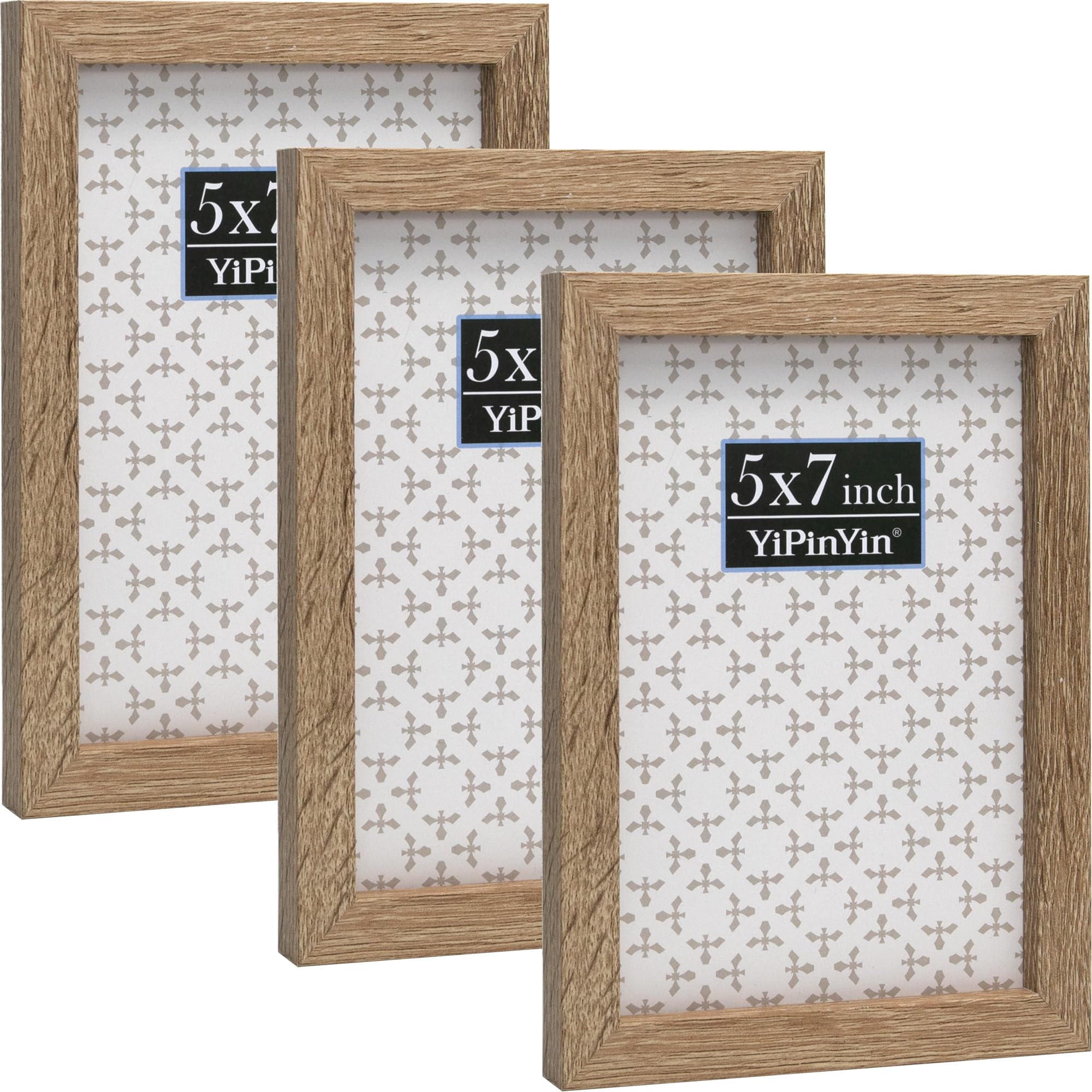 Natural Wood Effect 5x7'' Picture Frame Set of 3,Featuring Premium Acrylic Window,Suitable for Tabletop Display or Wall Mounting,An Ideal Choice for Christmas,Weddings and Birthday Celebrations.