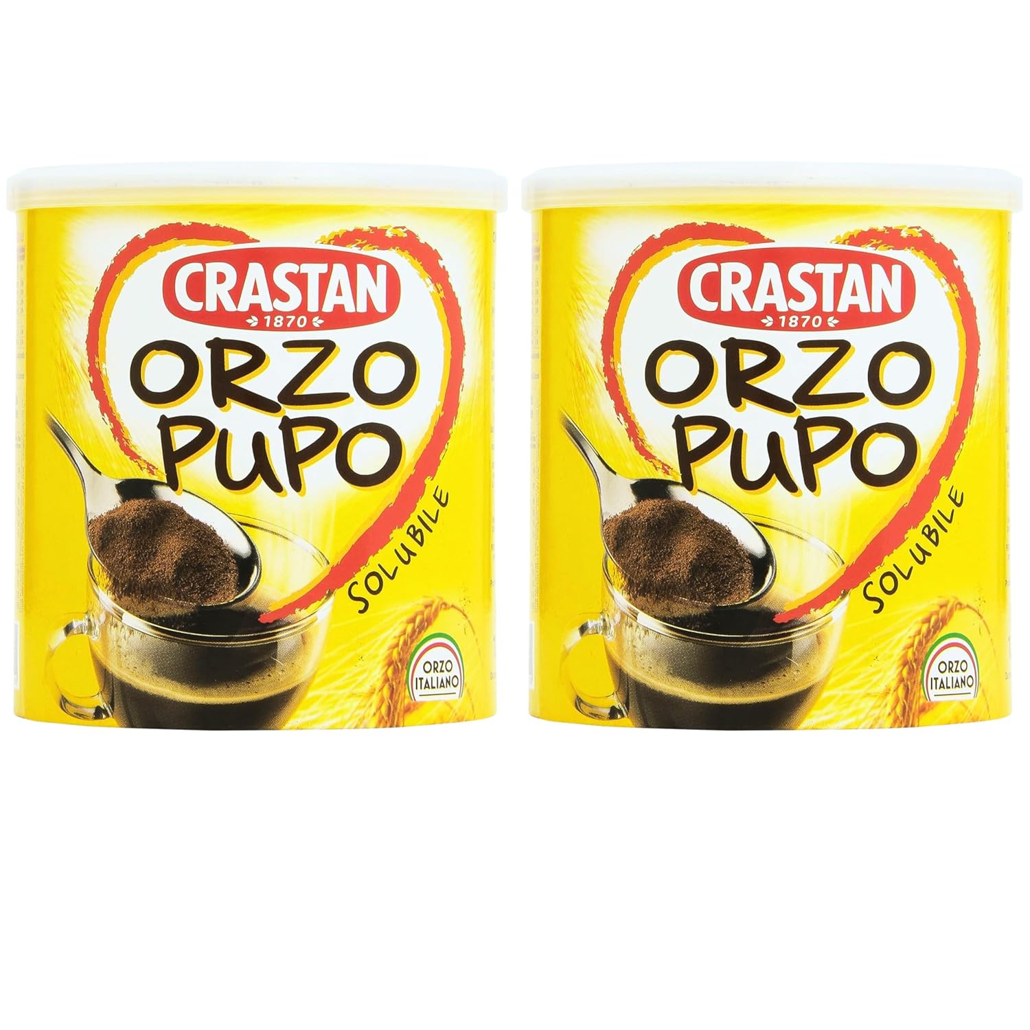 Crastan 1870 Instant Barley Coffee 4.2 oz. (120g)(Pack of 2) Roasted Ground Barley with Coffee - Orzo - Mugicha, Boricha, Damaicha, Cevada - Orzo Solubile - Tea Beverage - Grain Coffee Substitute