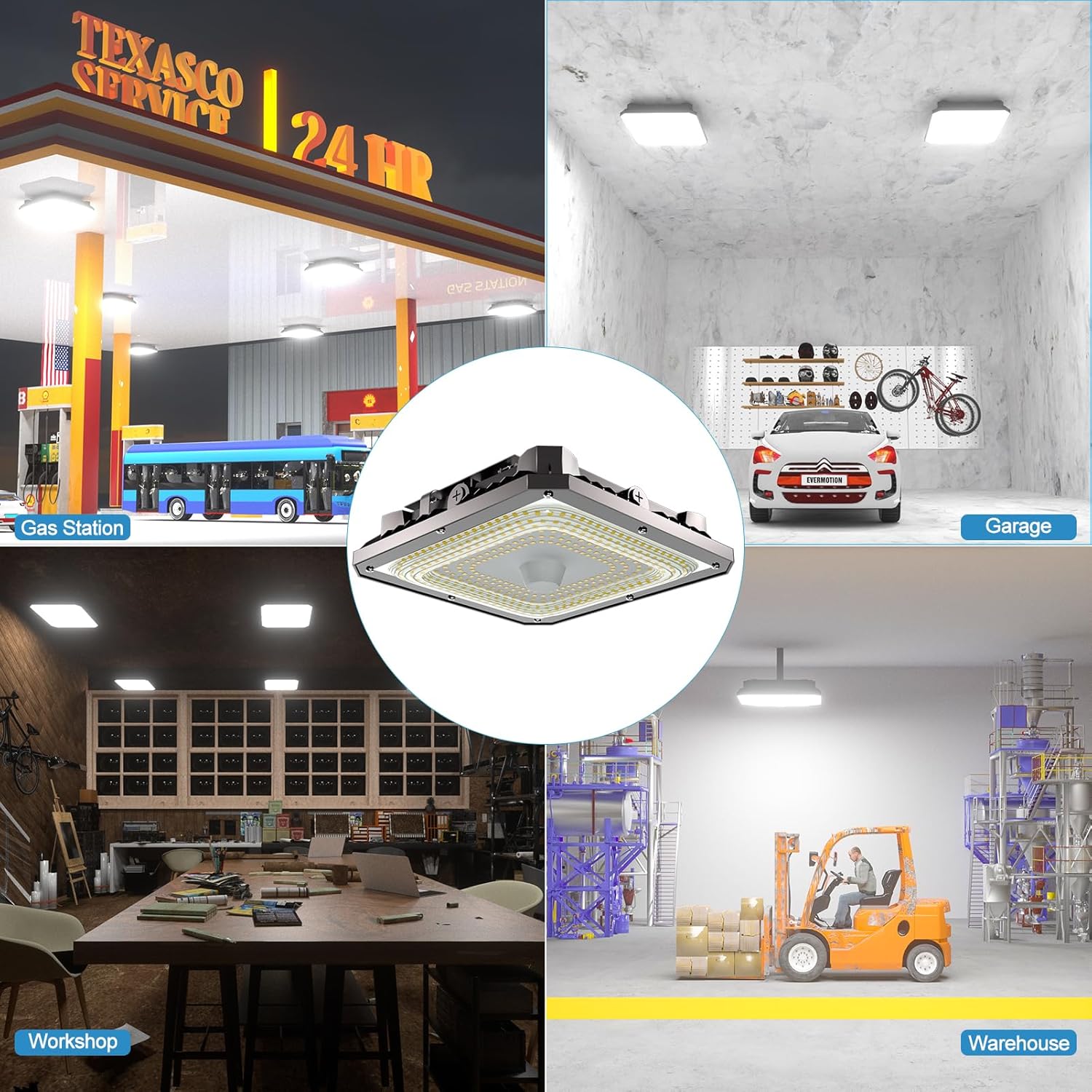 Lightdot 150W LED Canopy Celling Lights, Large Coverage 22500LM Canopy Light Outdoor LED for Garage Carport Entrance Porch Barn 5000K, 100-277V IP65 Waterproof, ETL Listed - 6Pack