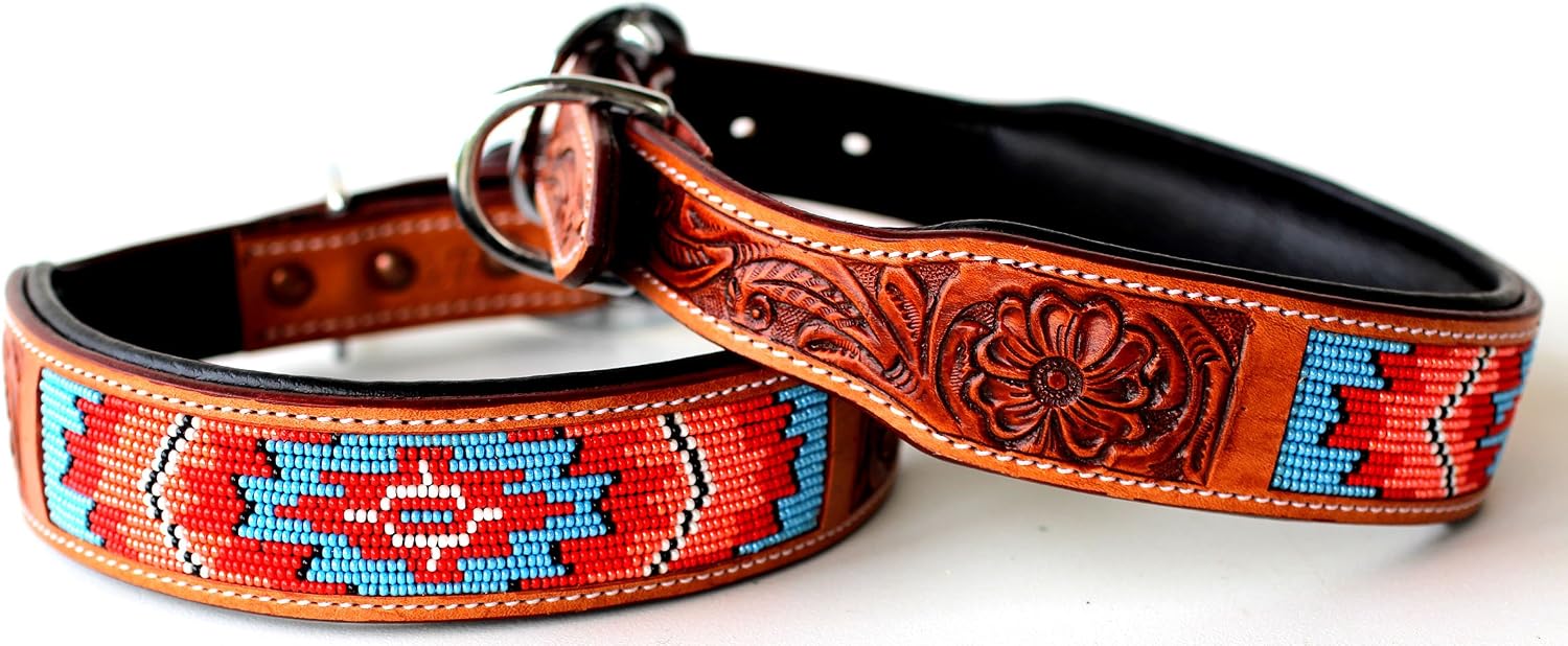 Medium 17''- 21'' Rhinestone Dog Puppy Collar Crystal Cow Leather 6053