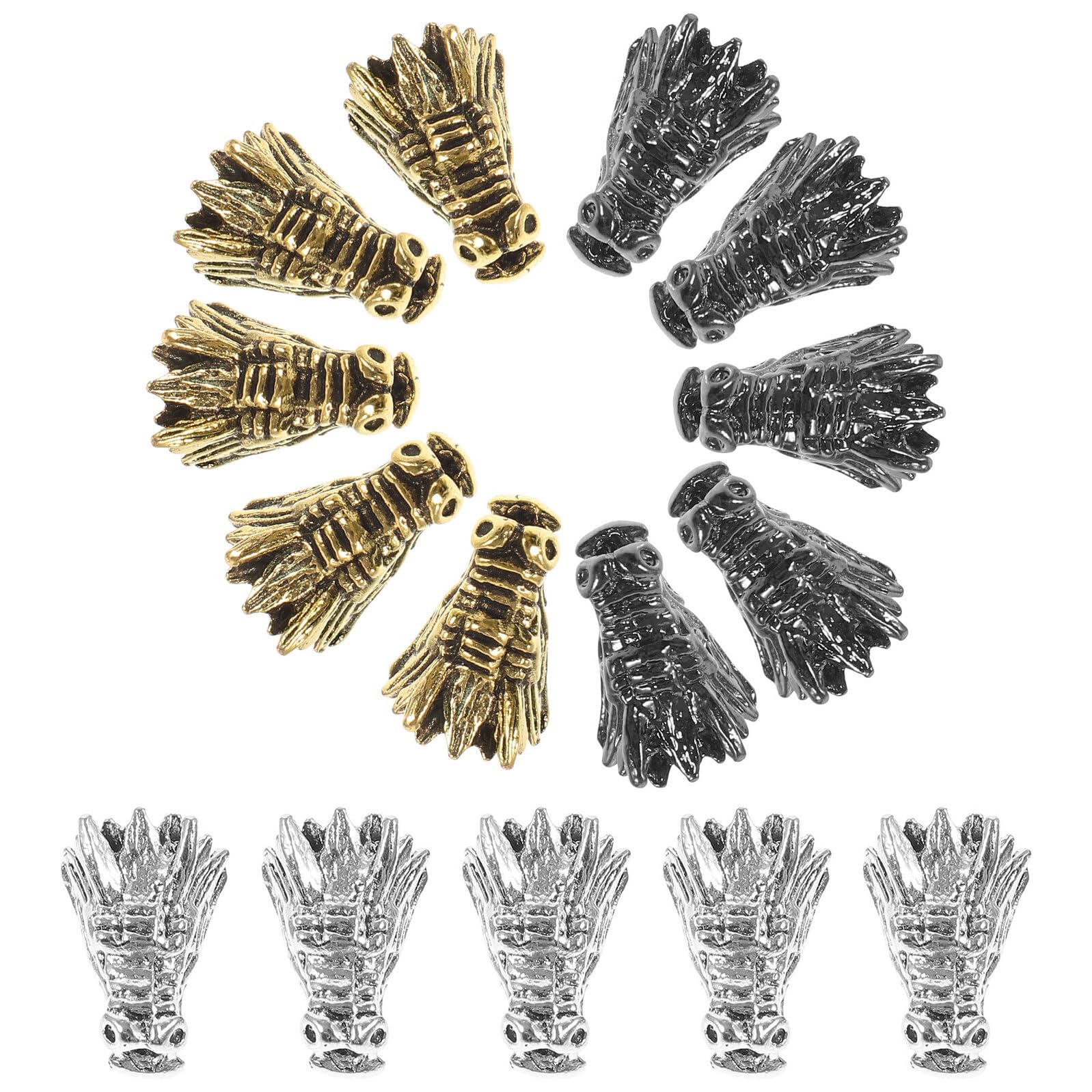 60 Piezas Cuentas Espaciadoras Cabeza de Dragón Pequeñas Abalorios Decorativos de Aleación para Pulseras DIY Accesorios Creativos para Joyería Artesanal
