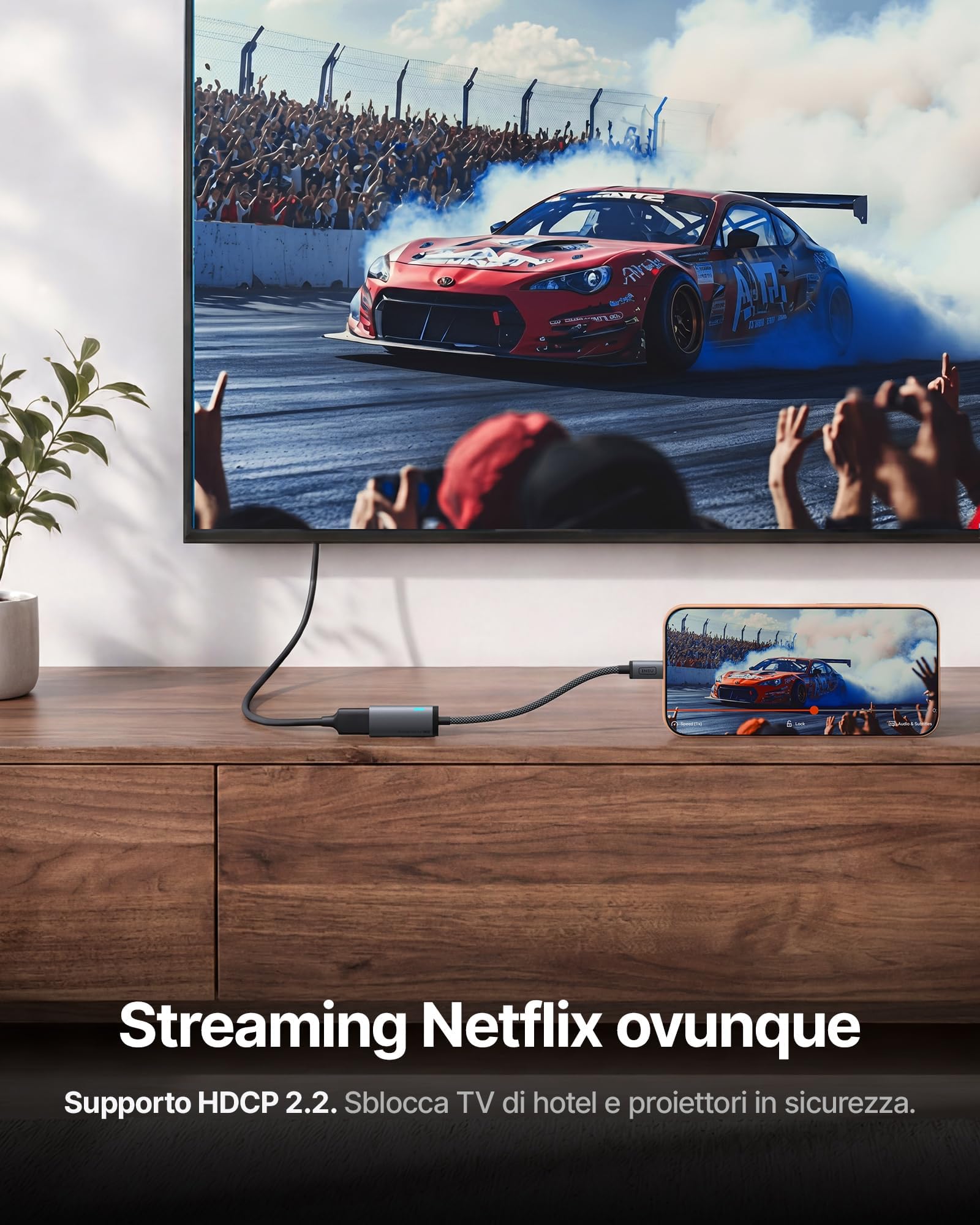 INIU Adattatore USB C a HDMI 4K@60Hz Certificato HDMI Ufficiale Compatibile Thunderbolt 3/4