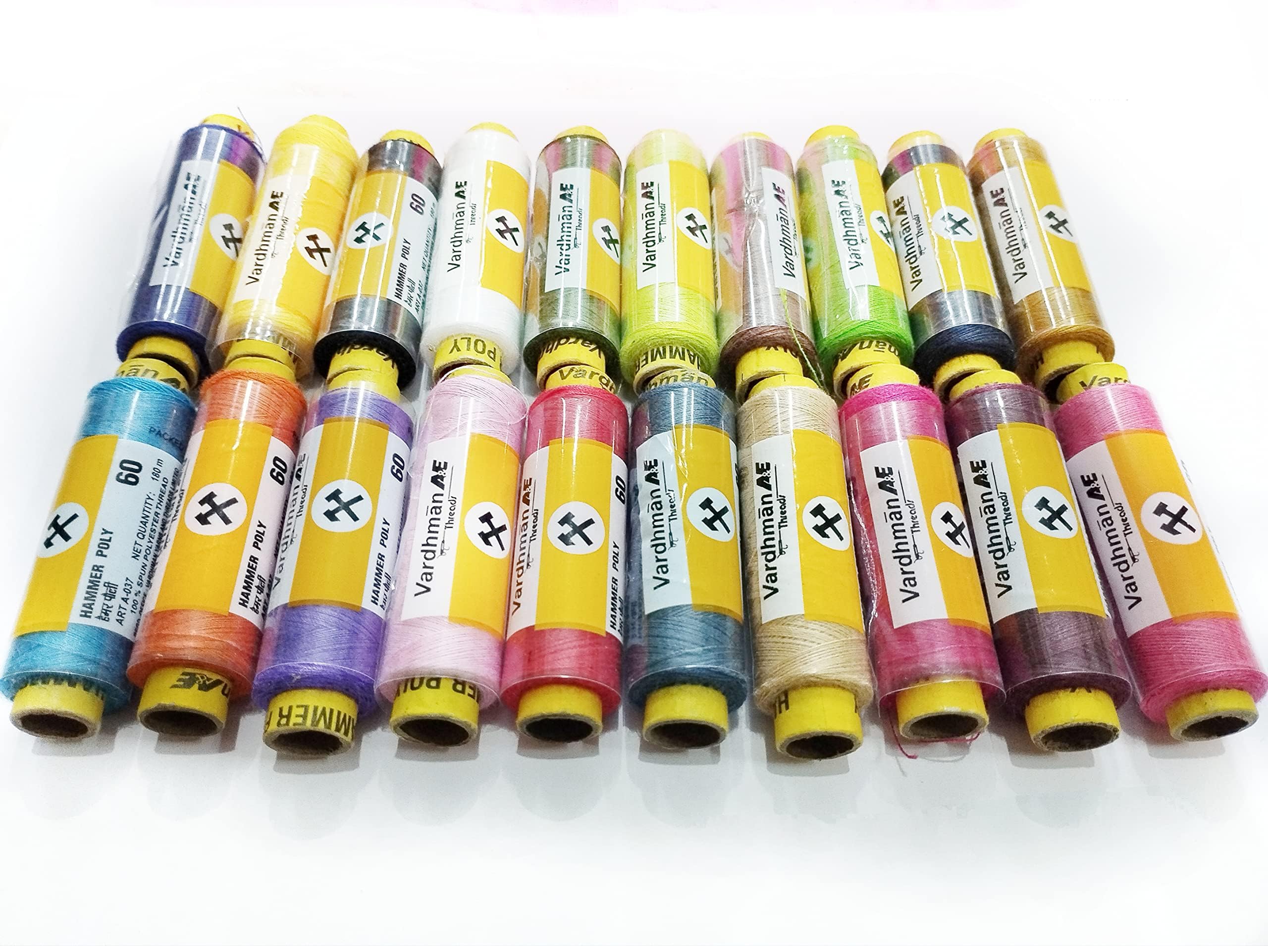 Sianna Sewing Threads, 180 Metre Each Spool, Fast Color Basic Shades Reels Set of 20