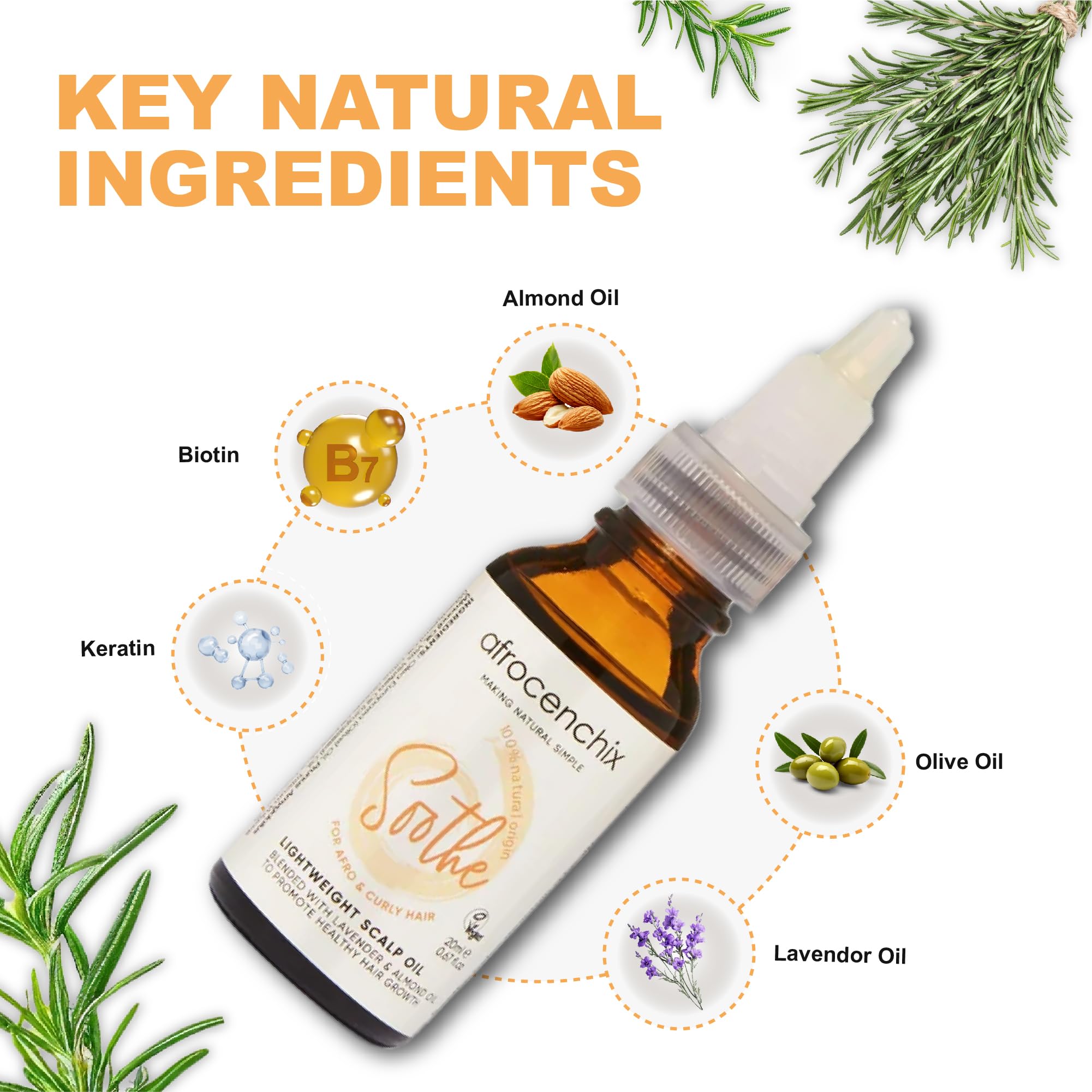 Afrocenchix Soothe Lightweight & Soothing Scalp Oil, with eucalyptus, lavender & jojoba oil extracts to Relieve Itch - Image 2