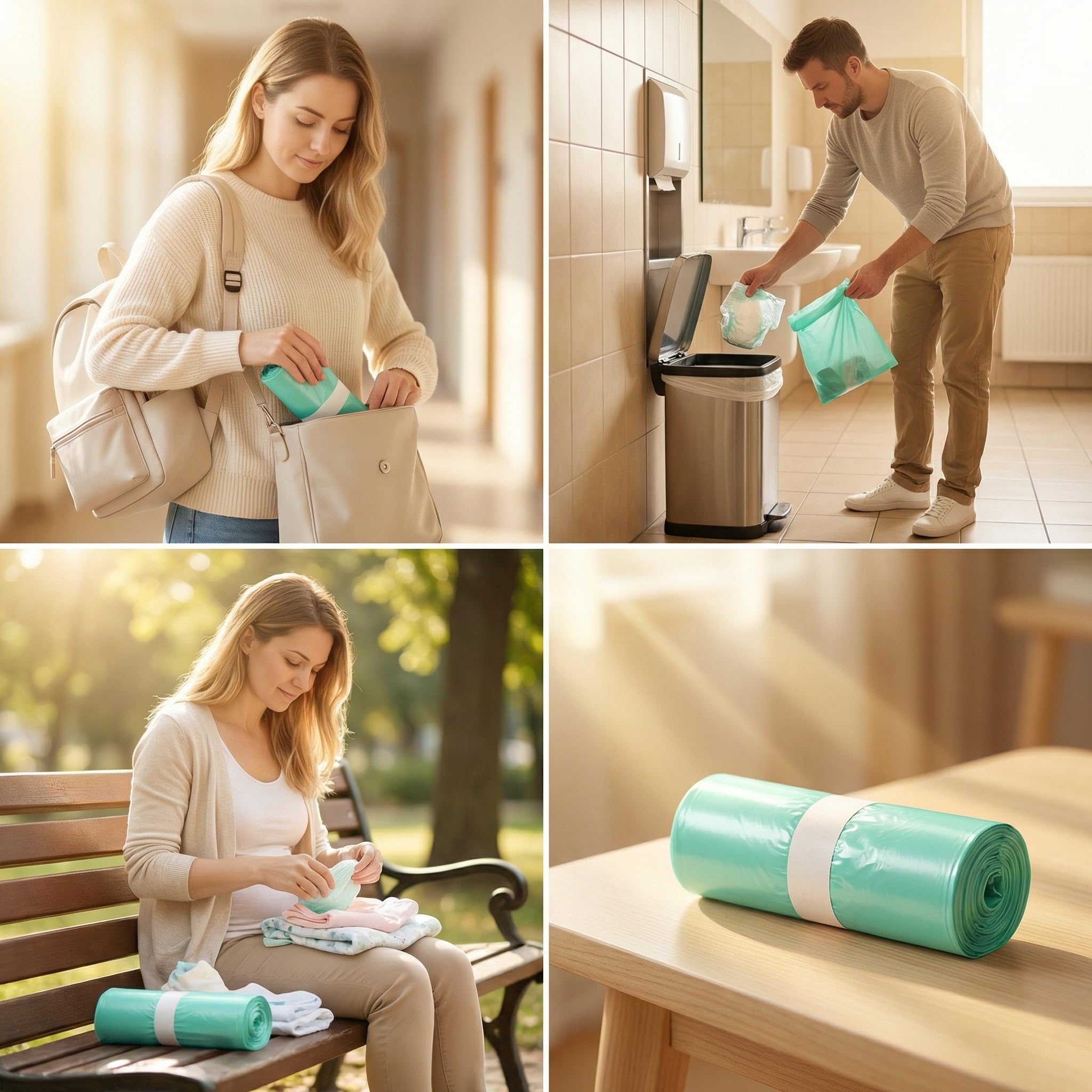 8er Pack Windelsack Nachfüllrollen | Kompatibel mit Korbell 16L Windeleimer | 10m Endlosrolle mit Geruchsstopp & antibakteriellem Schutz | Reißfest & auslaufsicher für hygienische Windelentsorgung