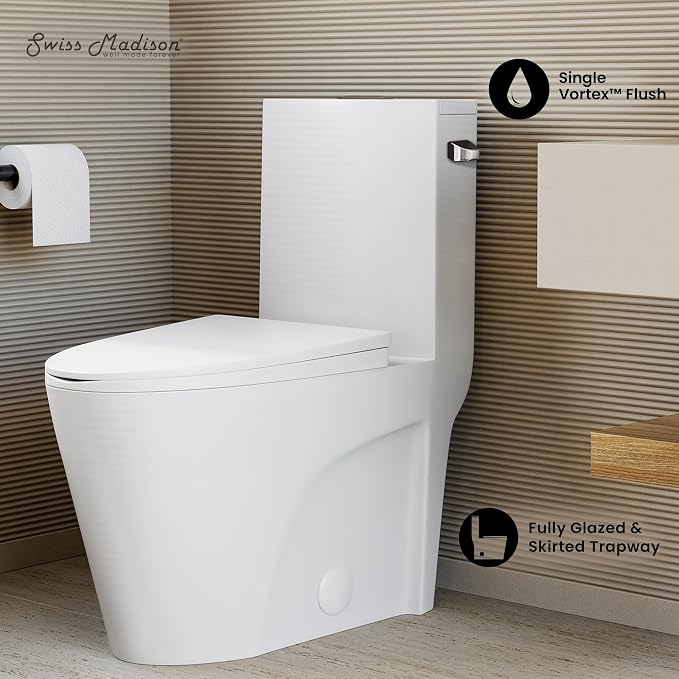 Sanitario one-piece 14 pulg. tipo elongated blanco brillo miniatura 4