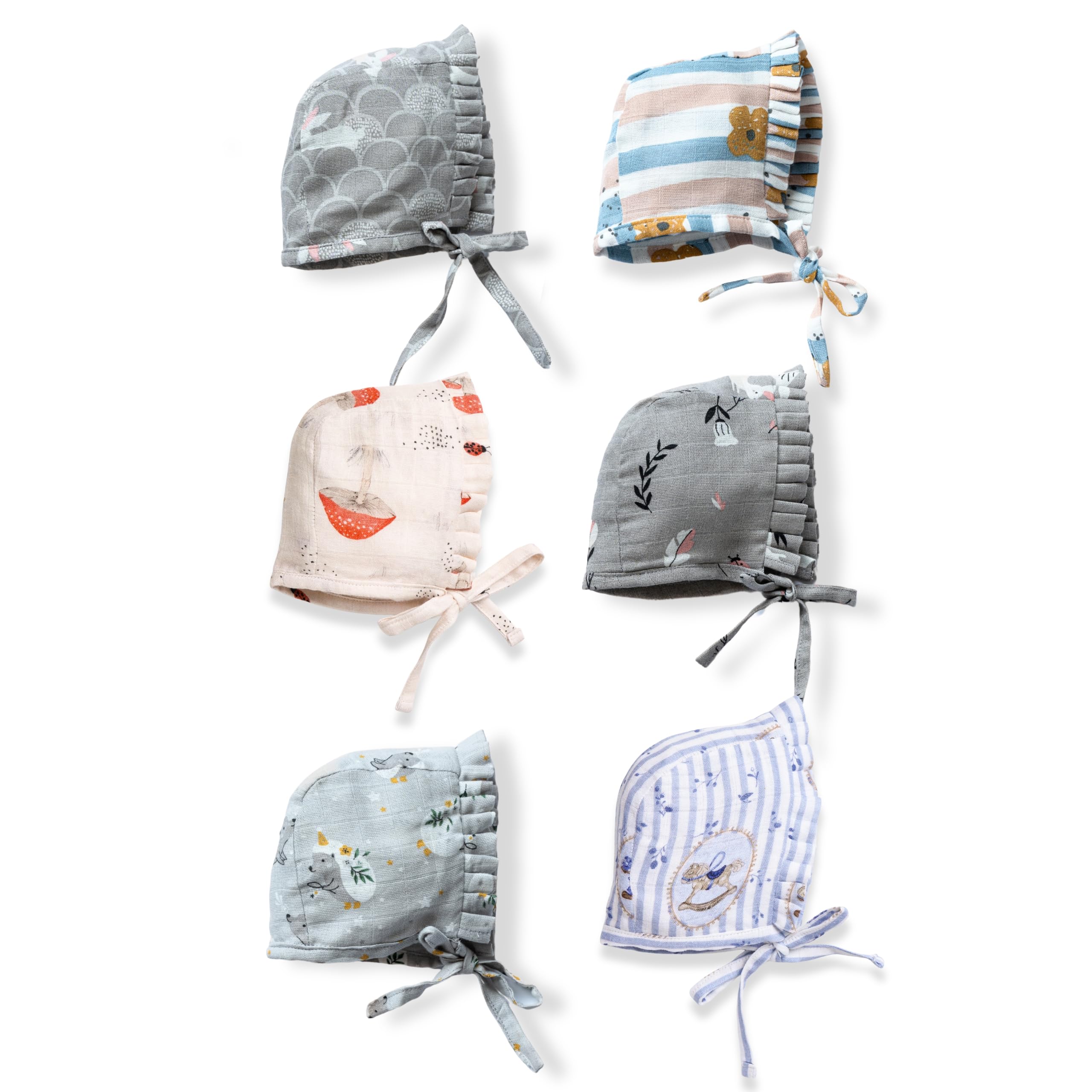 Organic Bamboo Muslin Baby Nappies | Soft, Breathable & Reusable Cloth Diapers | Newborn Essentials For Baby Boys & Girls | Printed Wrapping Style Nappy Pack of 6| 0-3 M | SET22-image-2