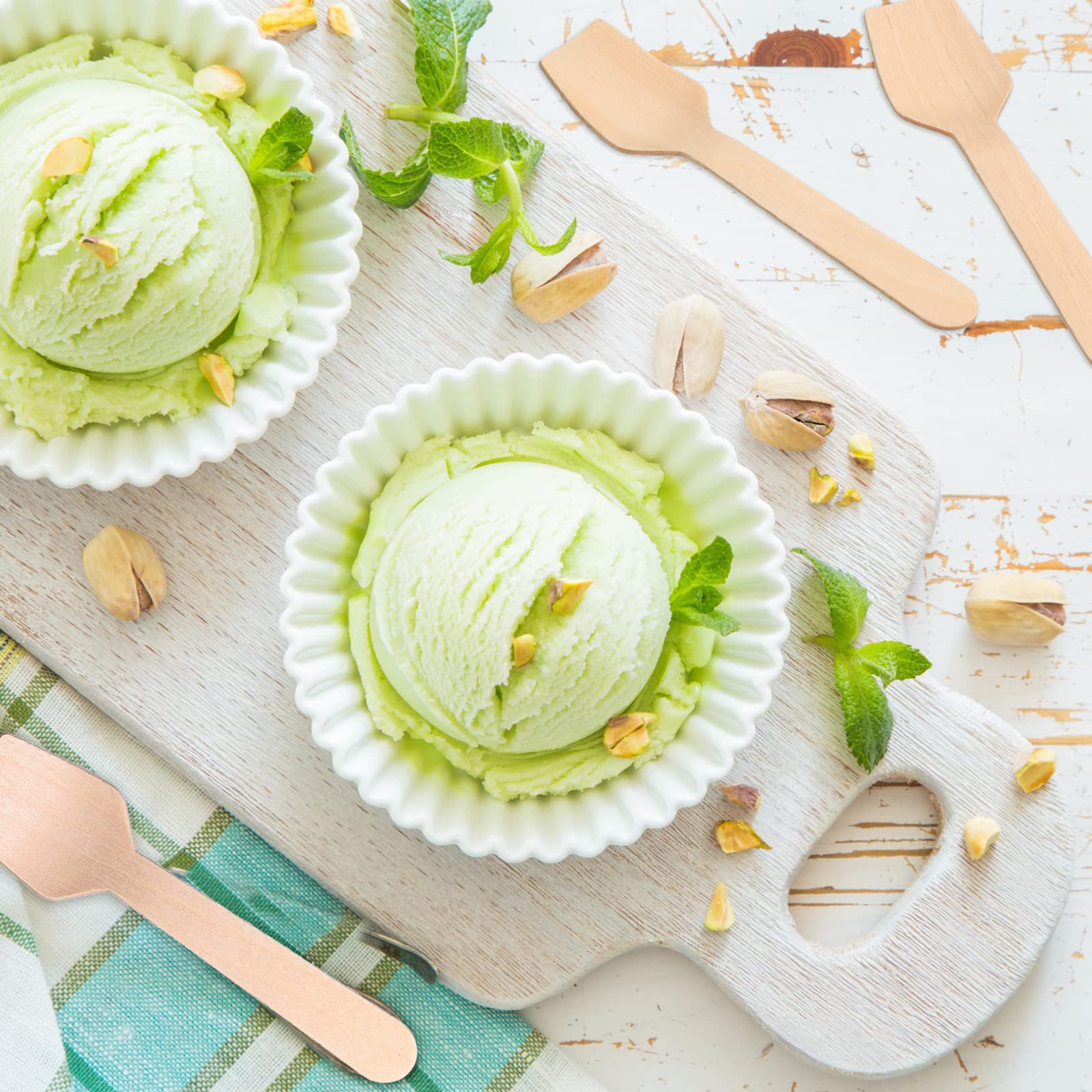 Lot de 1500 mini cuillères en bois jetables de 10,2 cm pour fête d'anniversaire, mariage, crème glacée, yaourt, gâteau, dessert