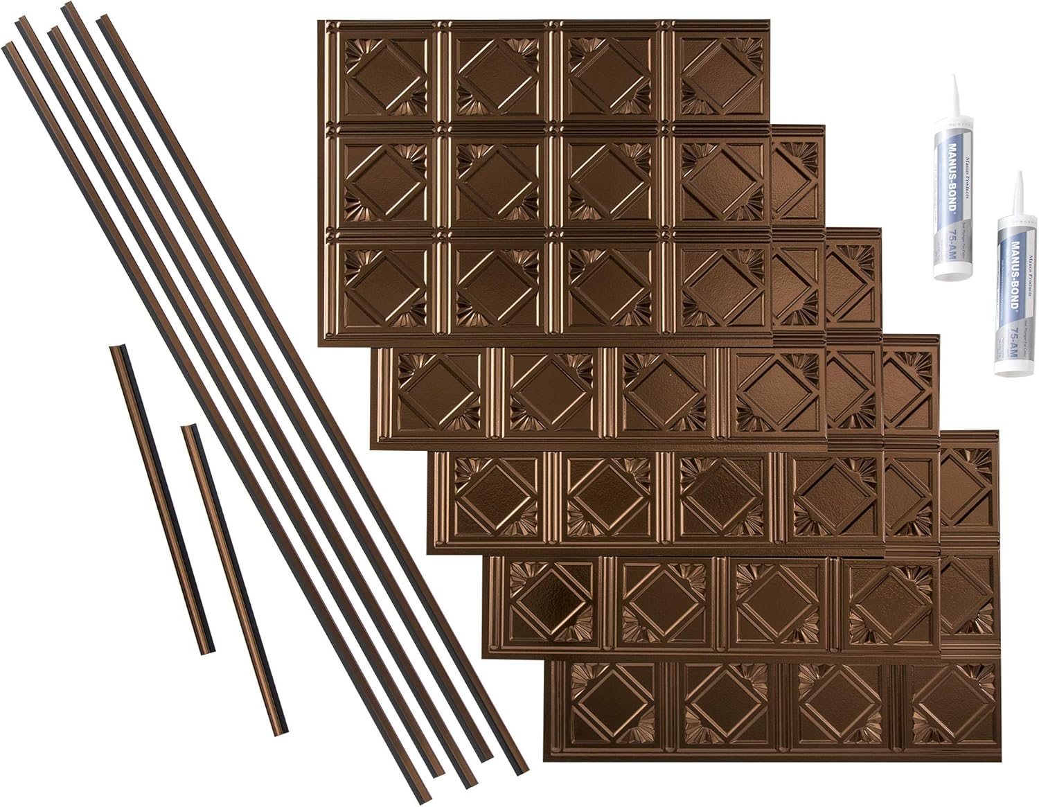 FASÄDE Traditional Style/Pattern 4 Decorative Vinyl Backsplash 15 sq ft Kit in Oil-Rubbed Bronze
