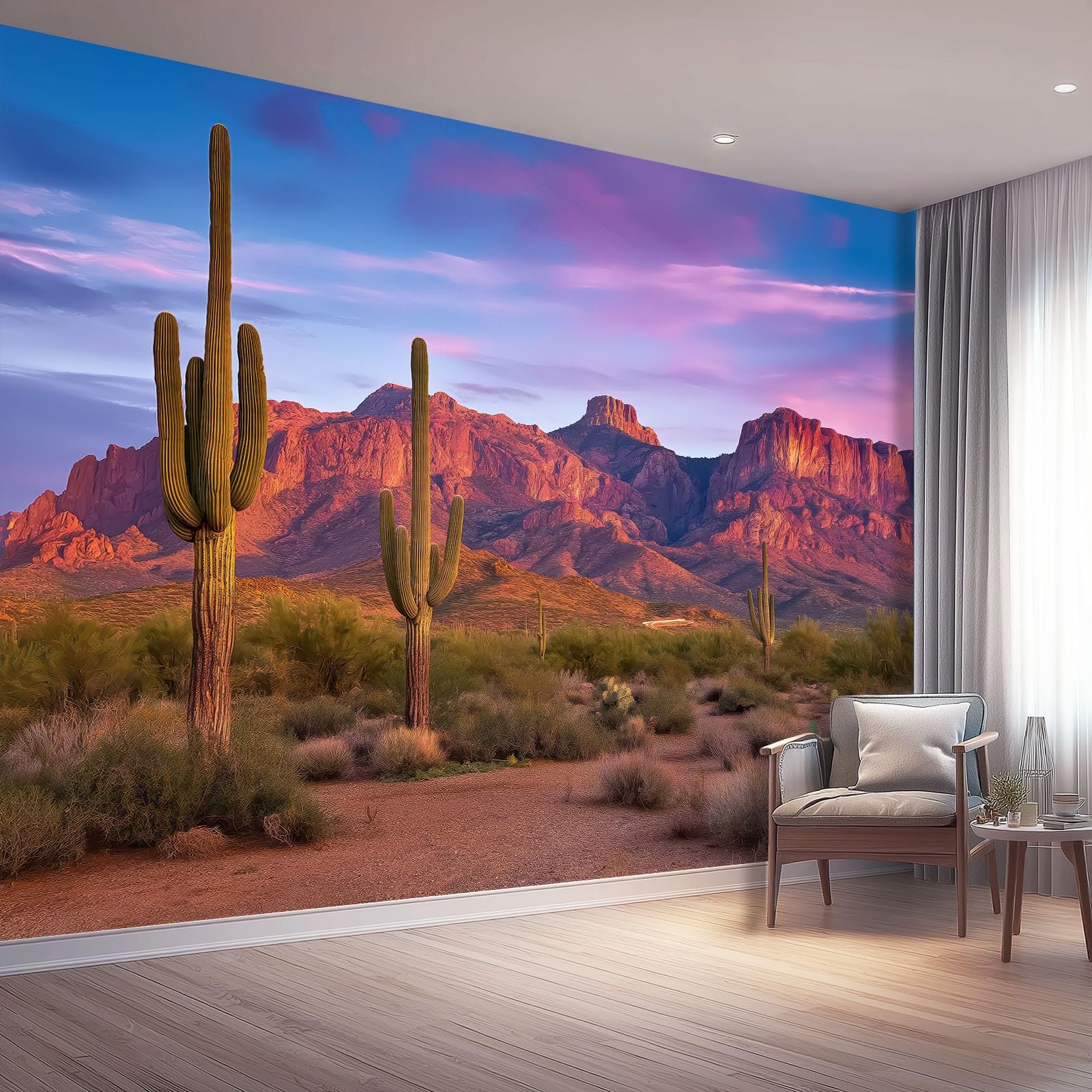 Papier peint panoramique cactus désert nature pour décoration murale chambre et salon 200x140