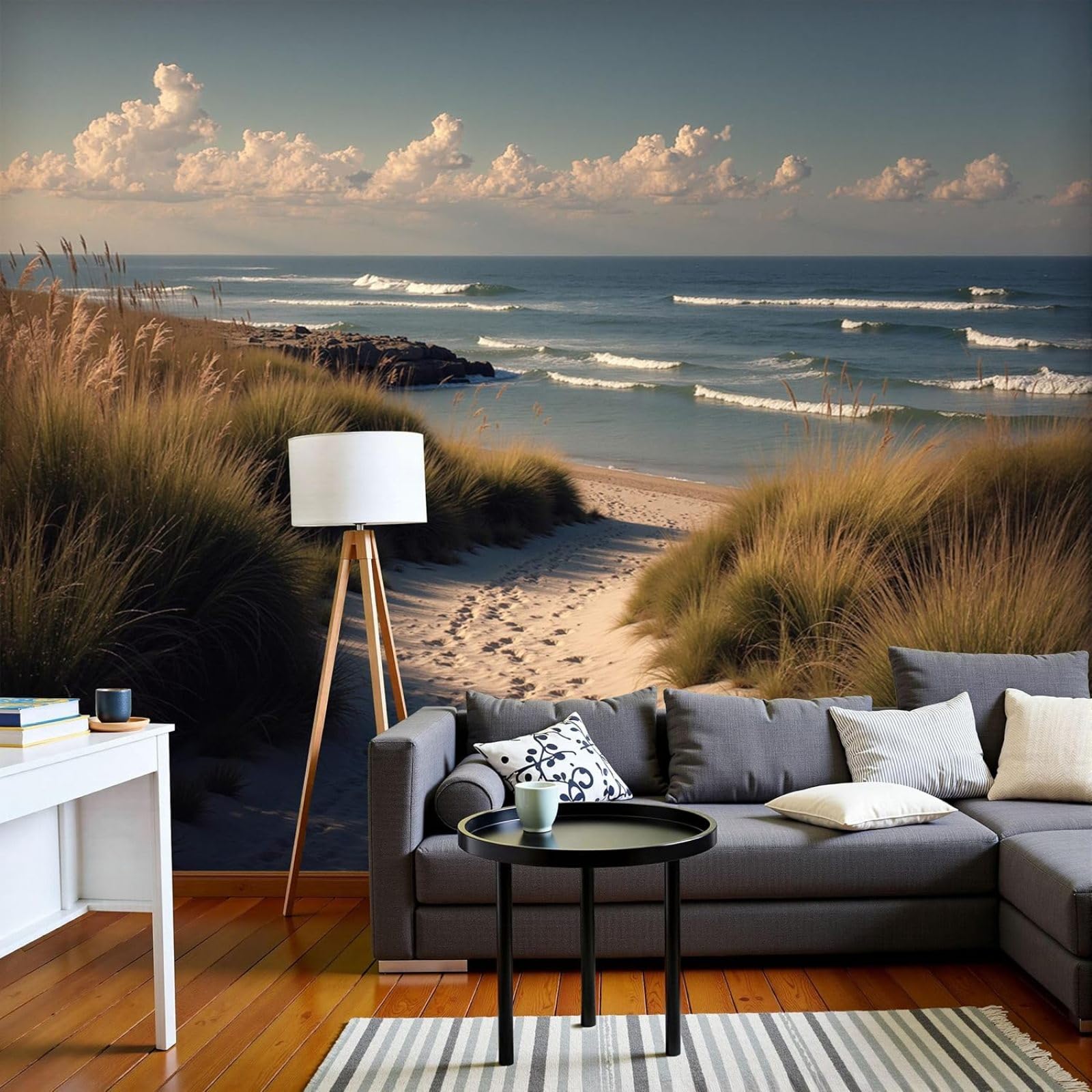 kfjhgbdshhj Wallpaper Nature Wild Grassland, Weathered Sand Dunes, XXL Non-Woven for Bedroom Living Room, Blue, Wall Covering, 250cm x 175cm Stickers - Frameless Painting - Poster