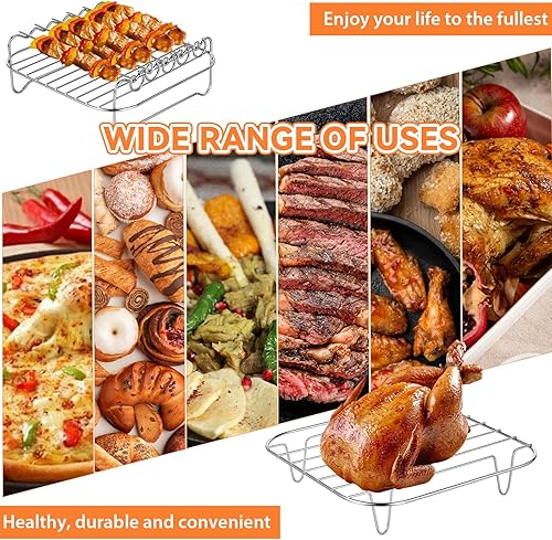 Miniatura 7 de Estante cuadrado para freidora de aire, estante deshidratador apilable de acero inoxidable multicapa, accesorios cuadrados para freidora de aire,