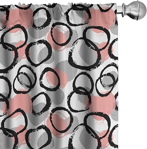 Miniatura 15 de Ambesonne Cortinas a cuadros marrones, ilustración de tartán bicolor, cuadrados en repetición diagonal, juego de 2 paneles para tratamiento de Azul
