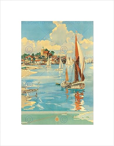 The Art Stop Travel England Maldon British Railways Harbour SAIL Boat Print B12X7840 The Art Stop Travel England Maldon British Railways Harbour SAIL Boat Print B12X7840
