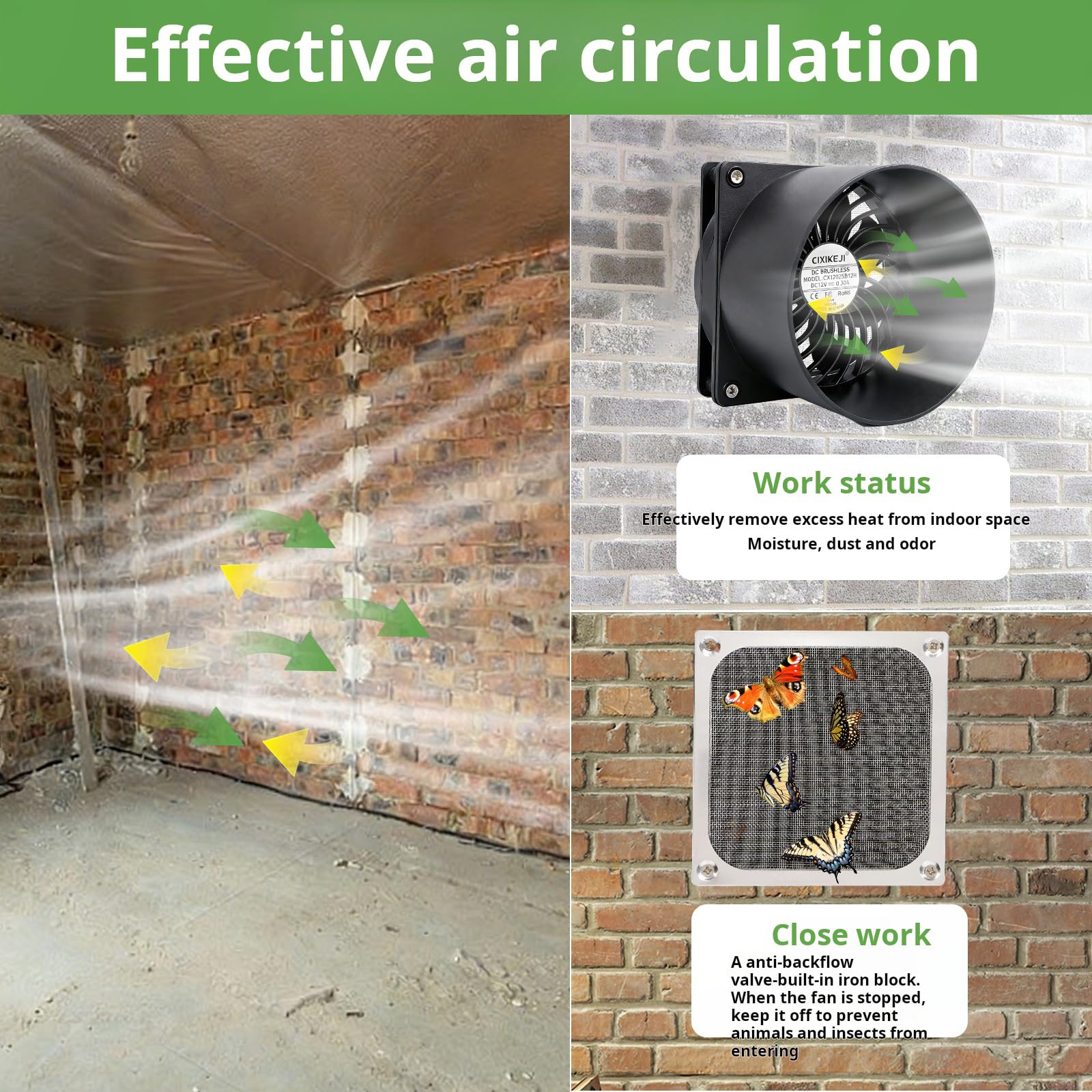Ventola ventilazione solare 12V con copertura in rete