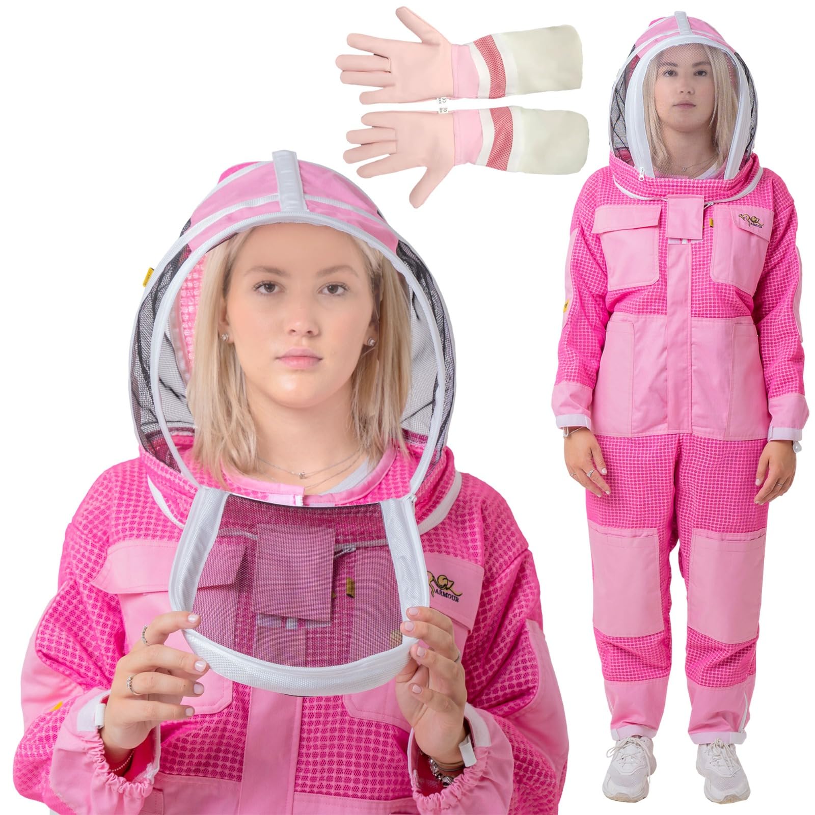 Amazon.com: OZ ARMOUR Pink 3 Layer Ventilated Bee Suit for Women