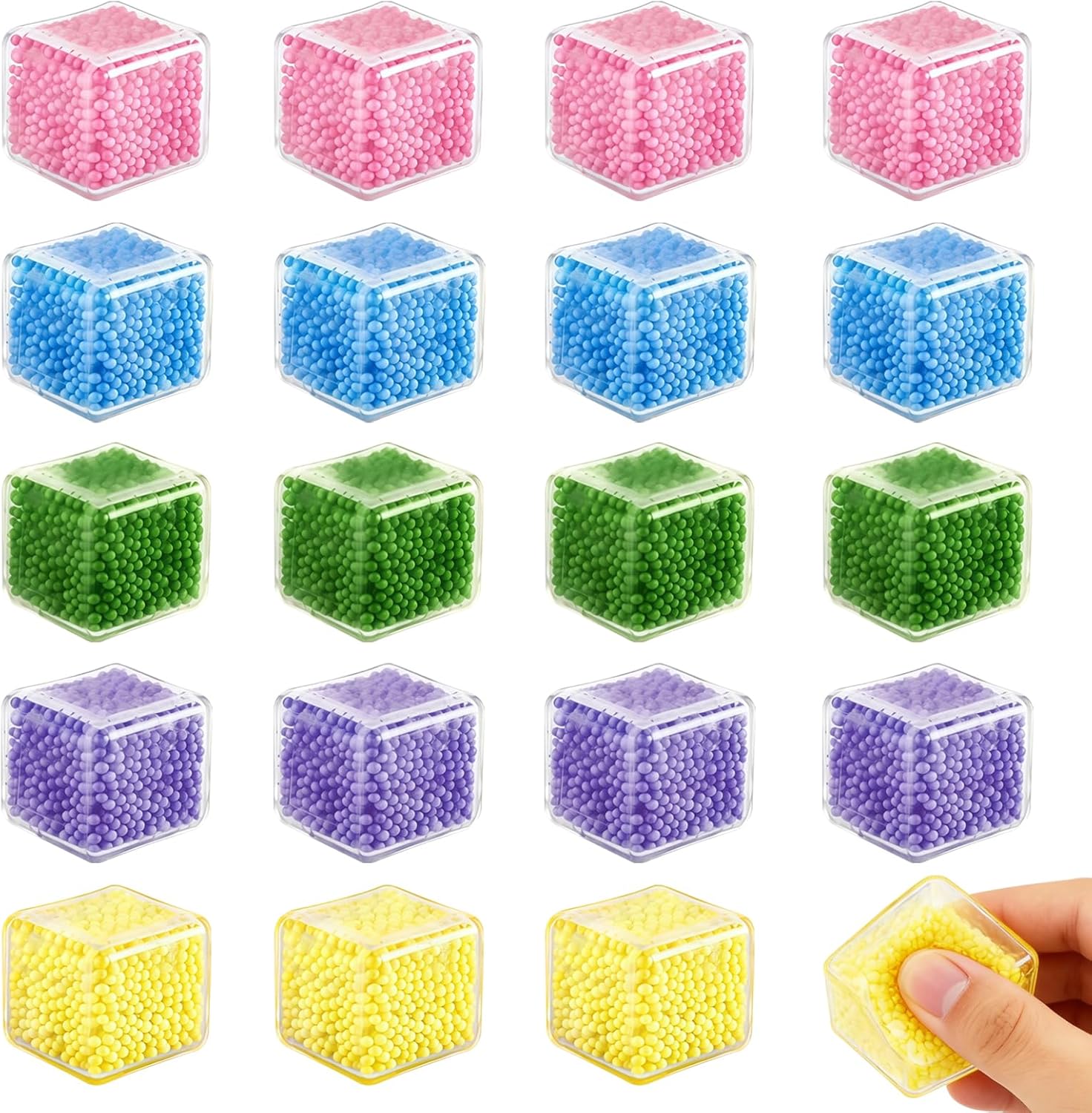 20 Pcs Stress Balls Fidget Toys, Stress Cube with Foam Particles, Squeeze Toys, Stress Relief Hand Toys, Party Favors