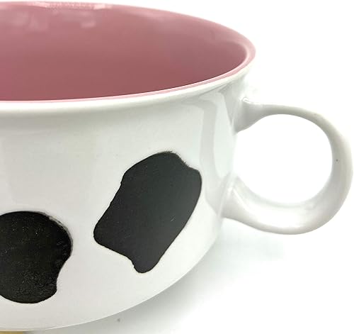 Miniatura 4 de Boston Warehouse Taza Souper con tapa, colección Udderly Cows, capacidad de 22 onzas, pintada a mano