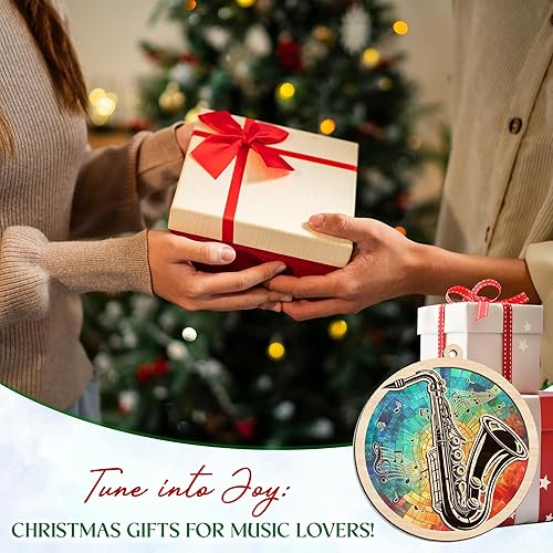 Miniatura 2 de GEEMBI Adornos de saxofón para árbol de Navidad, adornos de Navidad de atrapasoles 2025, regalos de música para mujeres y hombres, regalos de