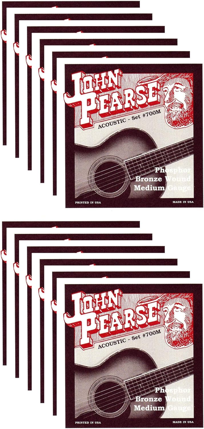 John Pearse Acoustic Strings Phosphor Bronze Medium 13-56 (12 Pack Bundle)