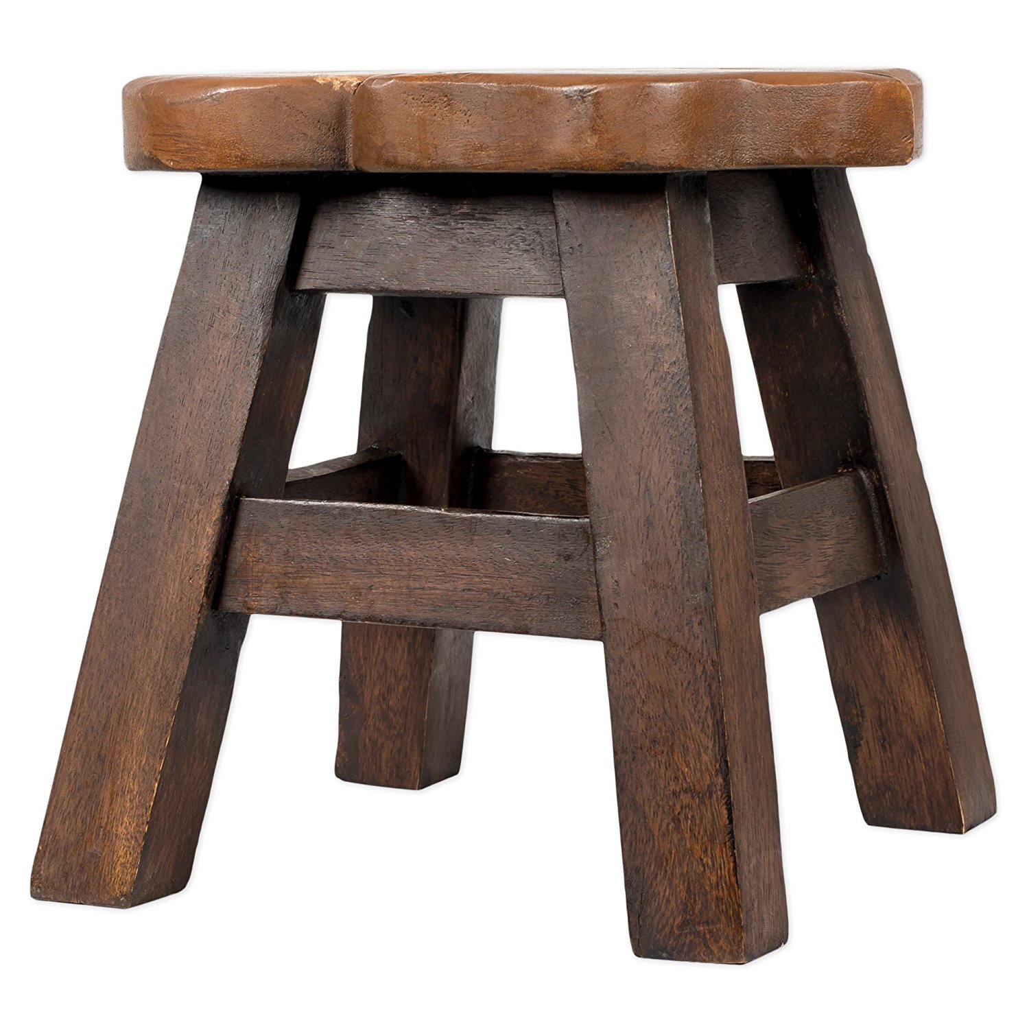 Amazon.co.jp: Foxデザイン手彫りAcacia Hardwood装飾ショートスツール