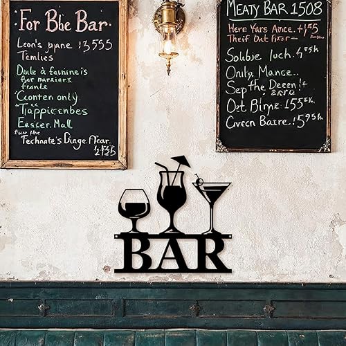 Miniatura 5 de Artinme Letreros de barra de metal para decoración de pared, decoración de barra moderna para el hogar, diseño elegante de 12 x 12 pulgadas