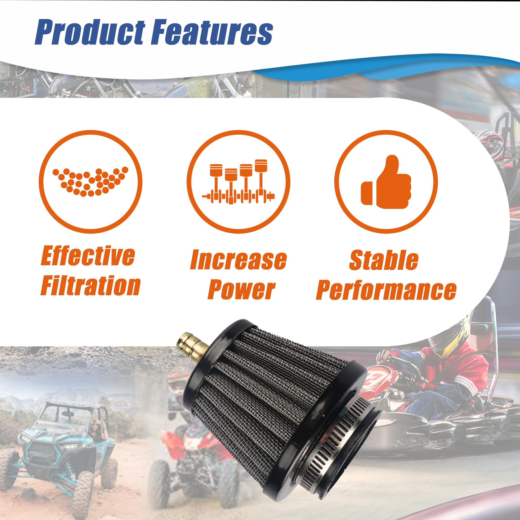 Filtre à Air Moto Rouge 48mm - Pour Dirt Bike, Scooter, ATV, Quad | Mousse Lavable Haute Perméabilité, Angle Droit Ou Biseau