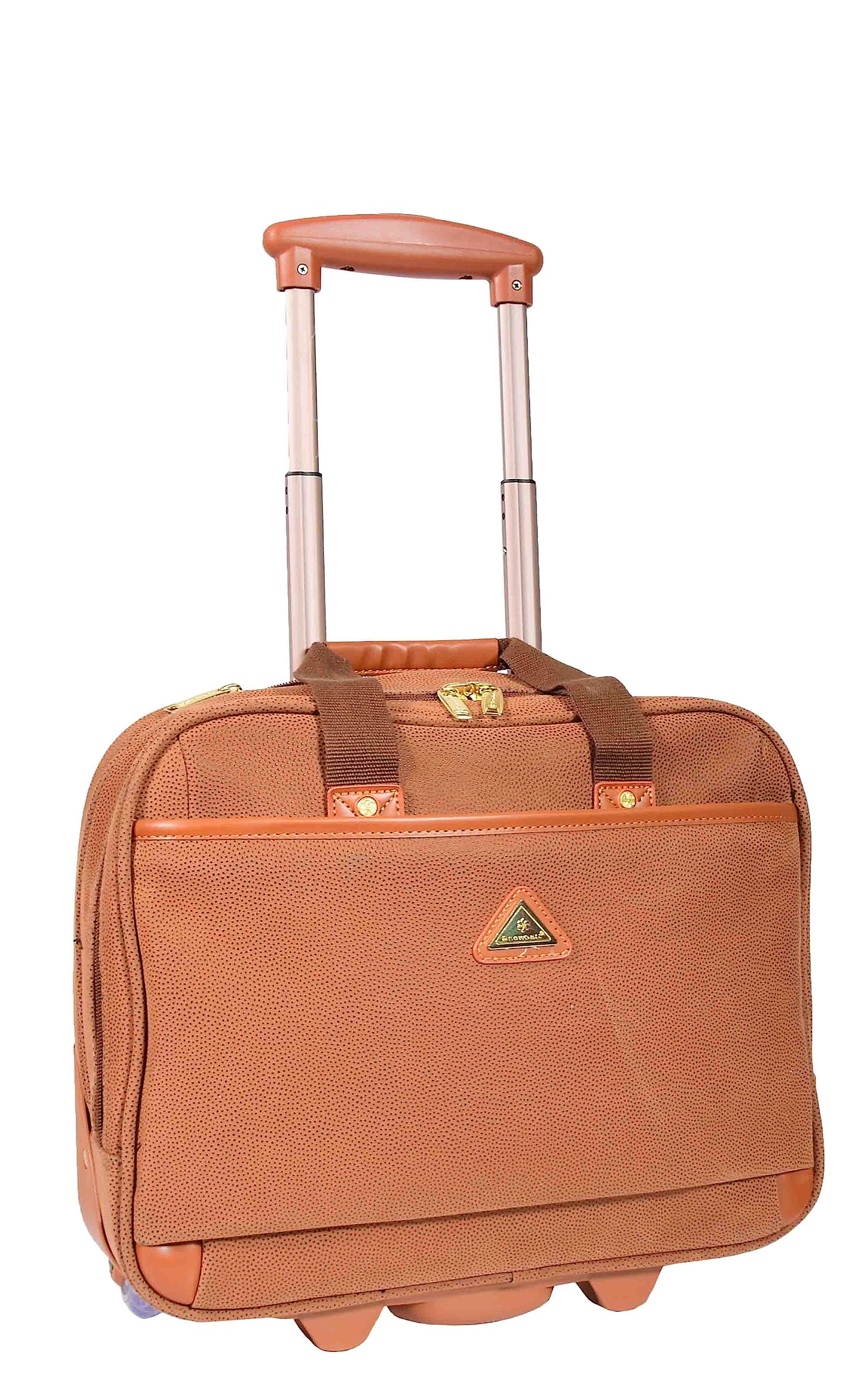 House Of Leather Maletín organizador de viaje con ruedas, ante sintético, estilo Cádiz, color rojo camello, marrón claro, M, Estuche piloto con ruedas
