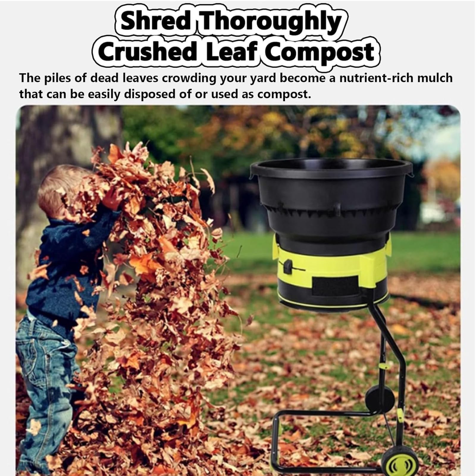 Trituradora De Hojas Eléctrica Sin Cuchillas 2500 W Trituradora Eléctrica Con Cable Y Ruedas Y Bolsa Recolectora Jardín Trituradora 8000 Rpm,Para Hojas,Césped Y Recortes Jardín,noPowercord