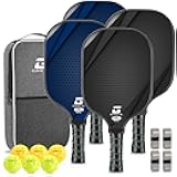 GARYE Pickleball Paddles Set of 4, Carbon Fiber Pickle Ball Paddle, USAPA Approved Lightweight Rackets 4 Pack for Adults and Teenagers, Includes 6 Balls, 1 Bag, and 4 Grip Tapes.