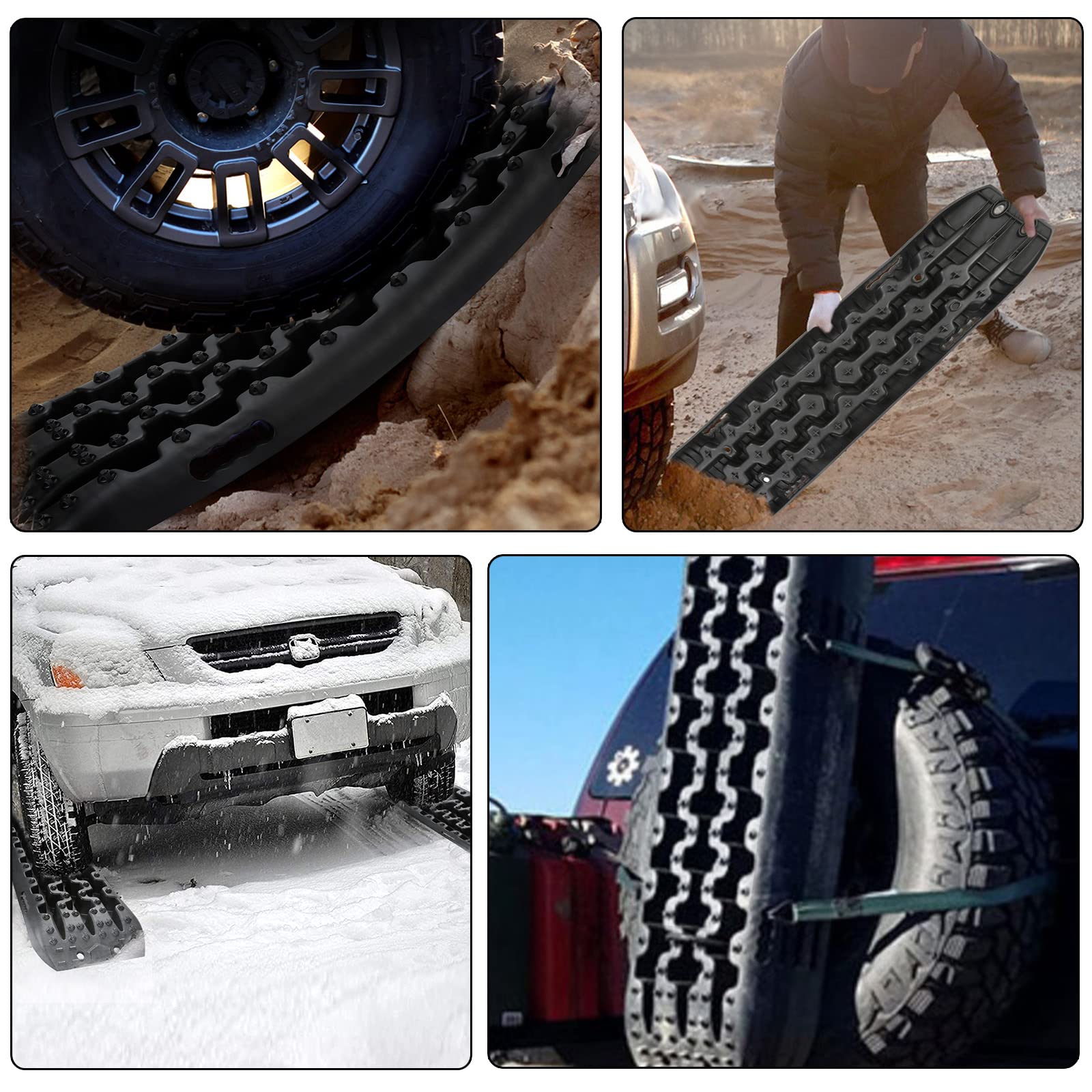 Accesorios Todoterreno y para Caravana - Tablas de Recuperación, Juego de 2 Láminas para Arena, Barro y Nieve | 10T de Carga, con Bolsa y Herramienta de Instalación