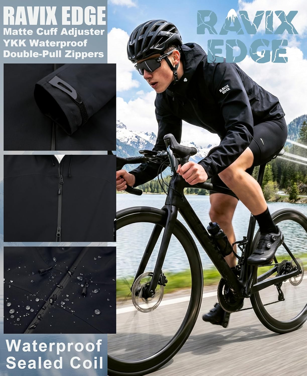 Men's Hardshell Rain Jacket 75D 3-Layer Midweight PFAS-Free image 4