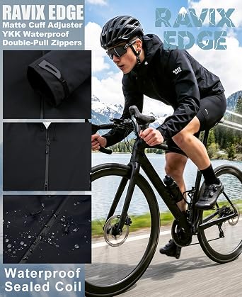 Men's Rain Jacket, Waterproof Hardshell Hooded Jacket for Hiking