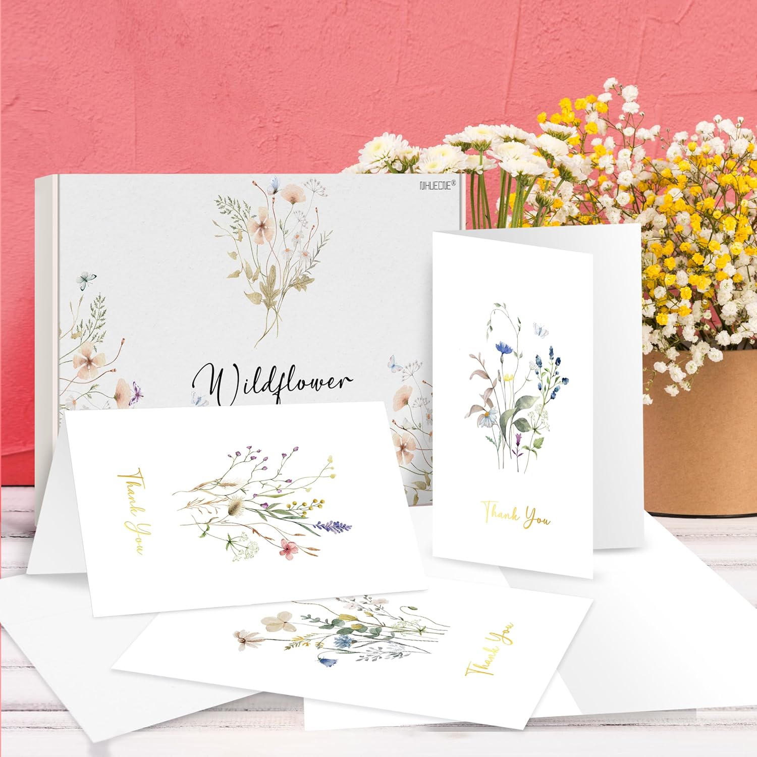 30 Pack Floral Thank You Cards with Self-adhesive Envelopes, 4"x6" Gold Foil Wildflower Blank Thank You Cards for Wedding, Bridal Showers, Baby Showers, Birthday and More, 10 Assorted Designs - Image 6