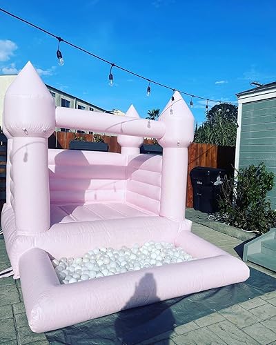 Miniatura 6 de Casas de rebote rosadas, casa de rebote con soplador, casa de rebote con pozo de bolas, juguete para niños, cosido con material extra grueso para