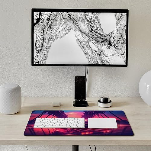 Miniatura 6 de Large Mouse Pad JDM Sports Drift Car Cyber Synthwave Palm Trees Desk Mat Computer Accessories Gaming Office Organizers Supplies Decor Essentials