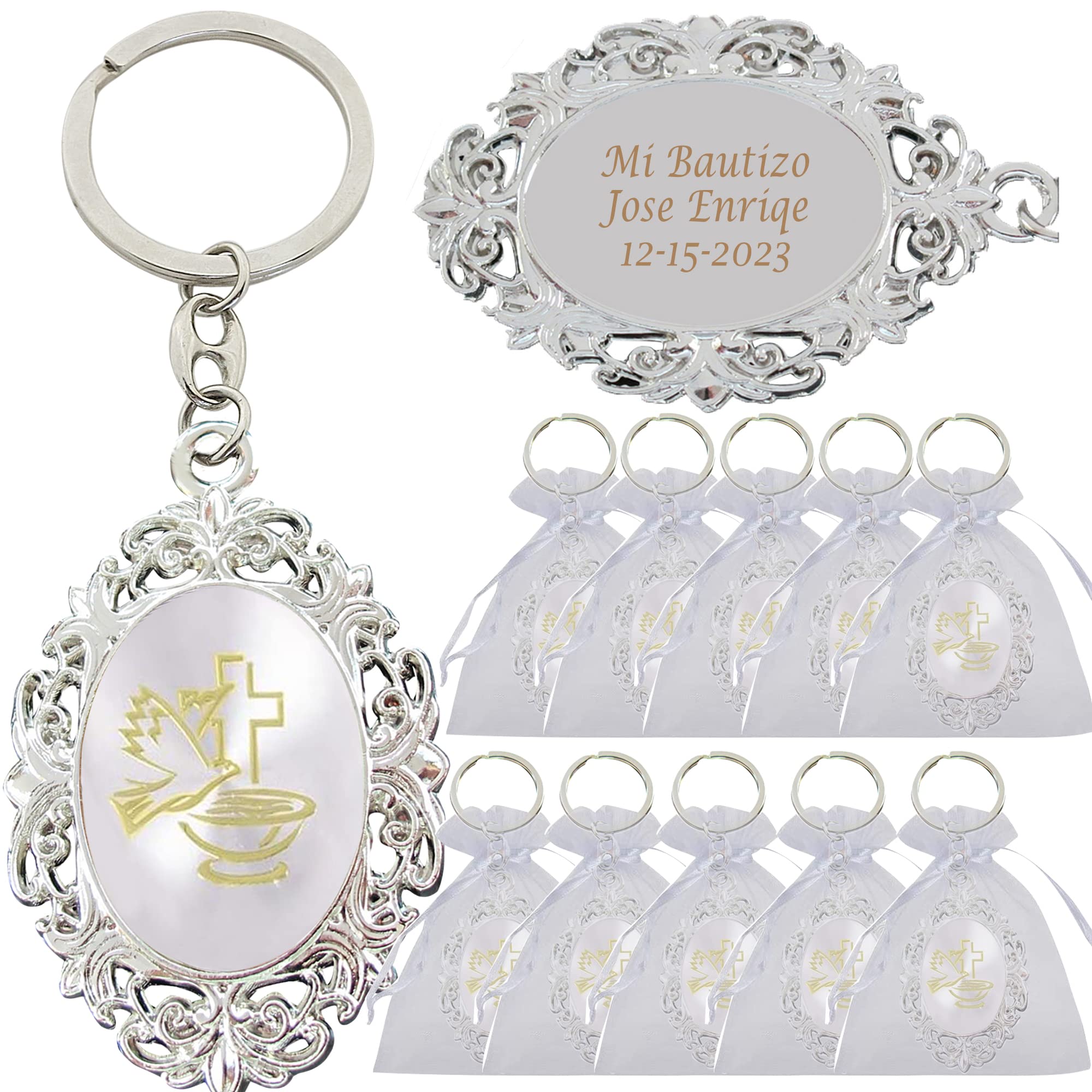 Personalized Baptism Favor (12 PCS) Custom Keychain Christening Engraving First Communion
