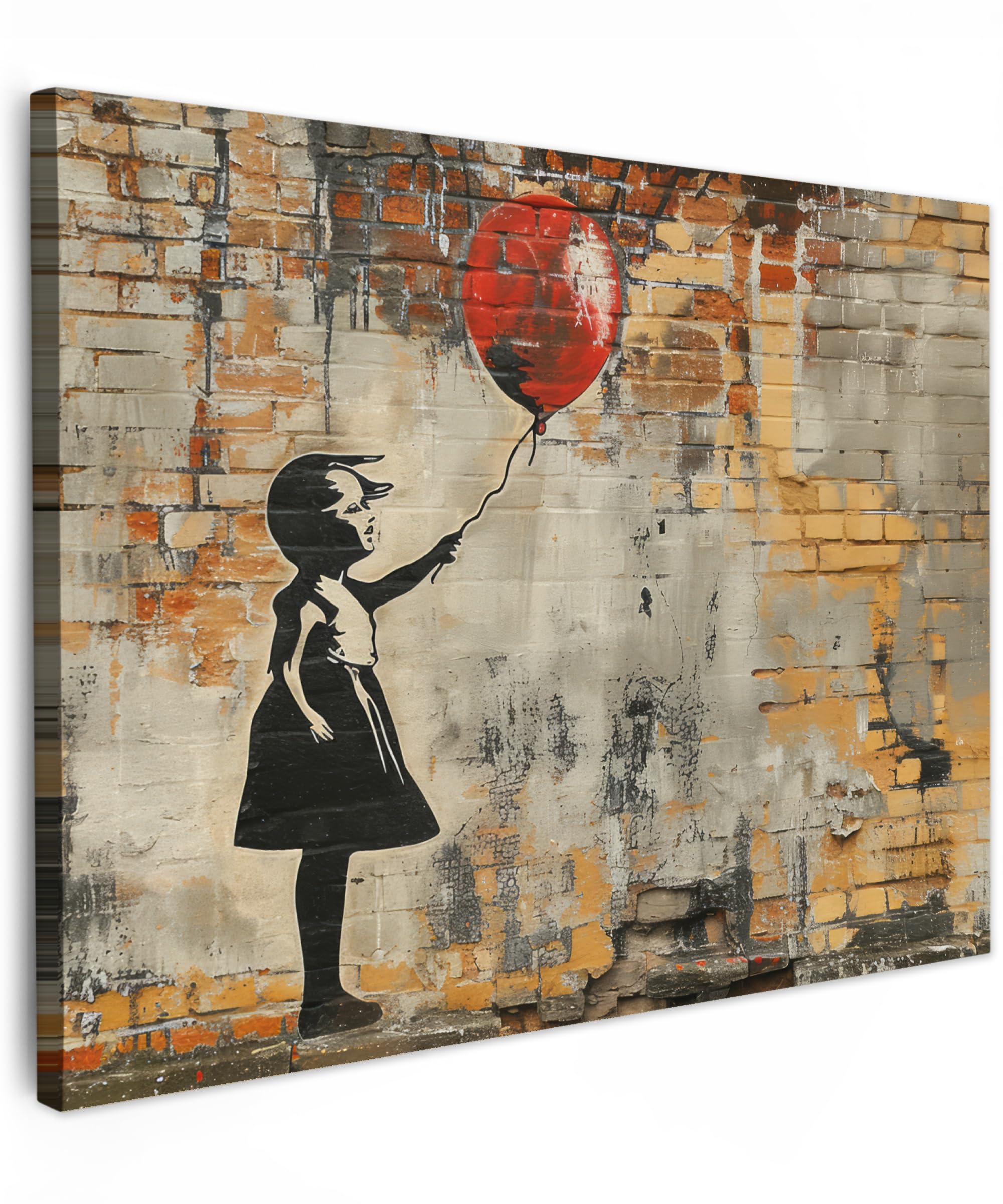 MuchoWow© Canvas Wall Art 16"x12" / 40x30 cm Home Decor Paintings for Living Room Decorations Gifts Hallway Graffiti - Banksy - Girl - Street art