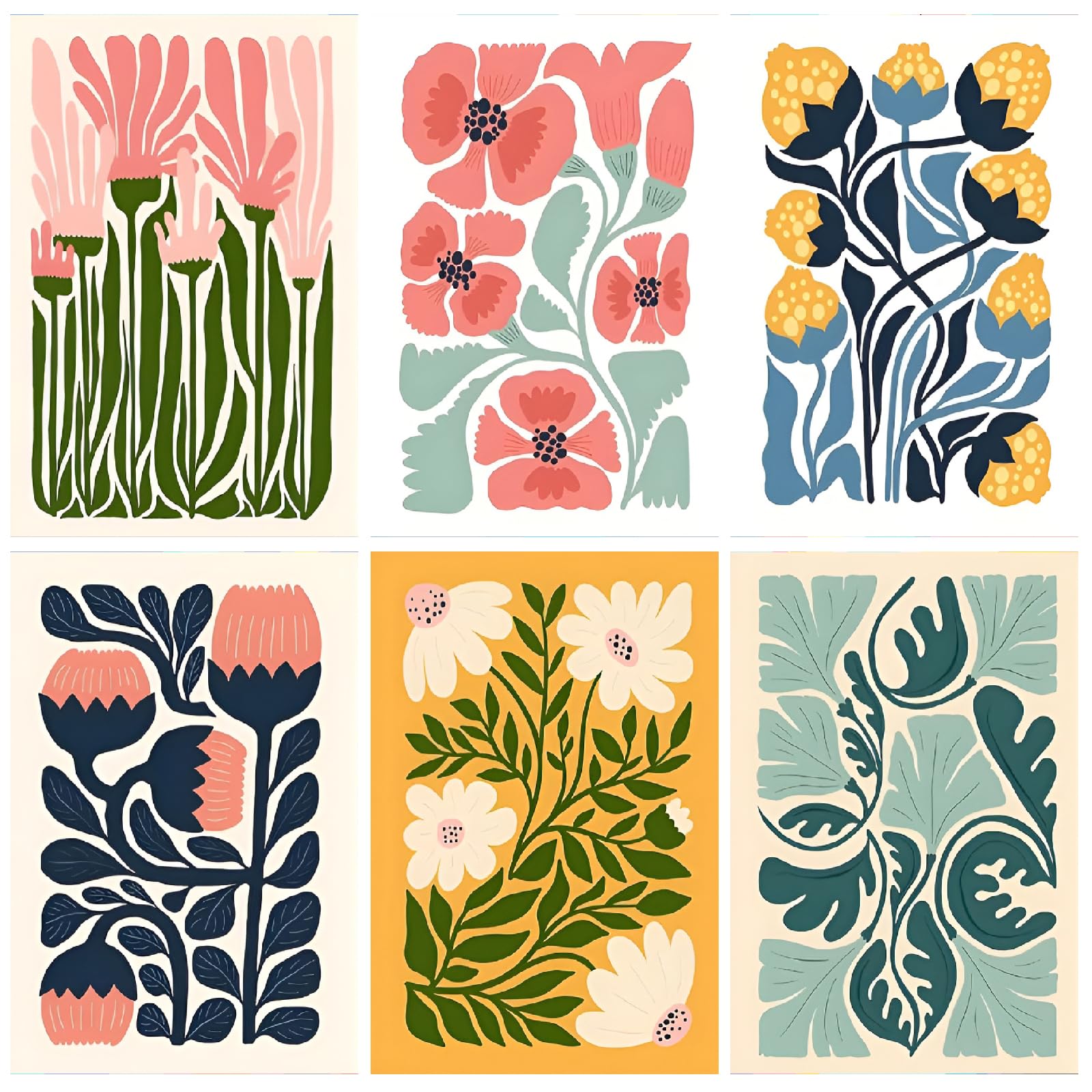 Musevial 6 Pack Paint by Numbers Kit for Adults Beginner, Flower Adult Paint by Number Kits on Canvas, Easy Flowers DIY Acrylic Oil Painting by Numbers Kits, Perfect for Home Decor 8x12 Inch