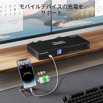 T*K様 DP接続 4K TESmart KVMスイッチ 2PC⇒1モニター＆キ Amazon.com: TESmart DisplayPort + HDMI KVM Switch 2 Monitors