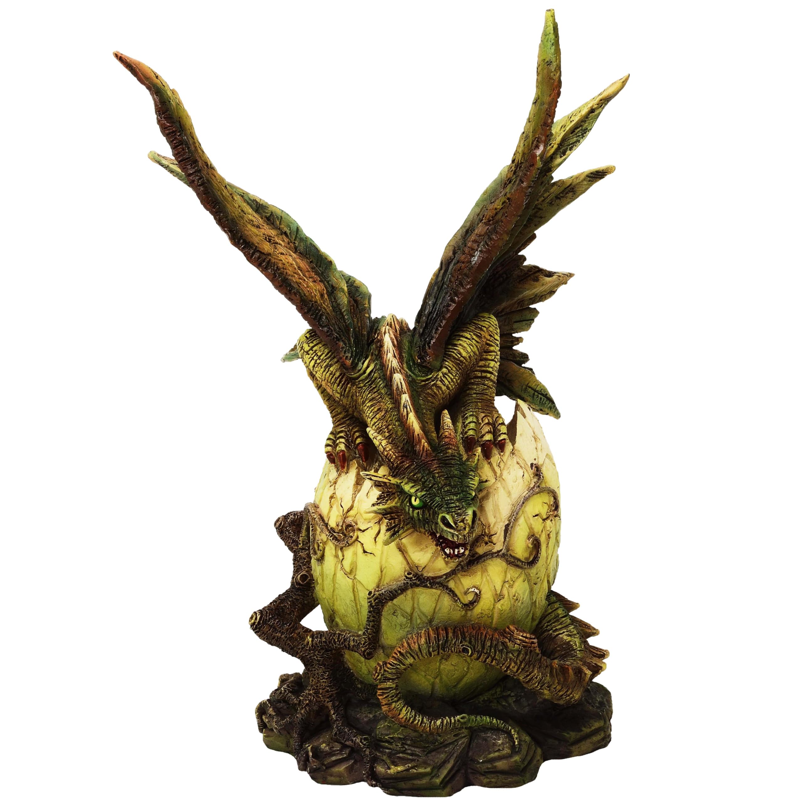 MystiCalls Dragon sur l'œuf de dragon dans une branche - Figurine fantastique dragon babydrache