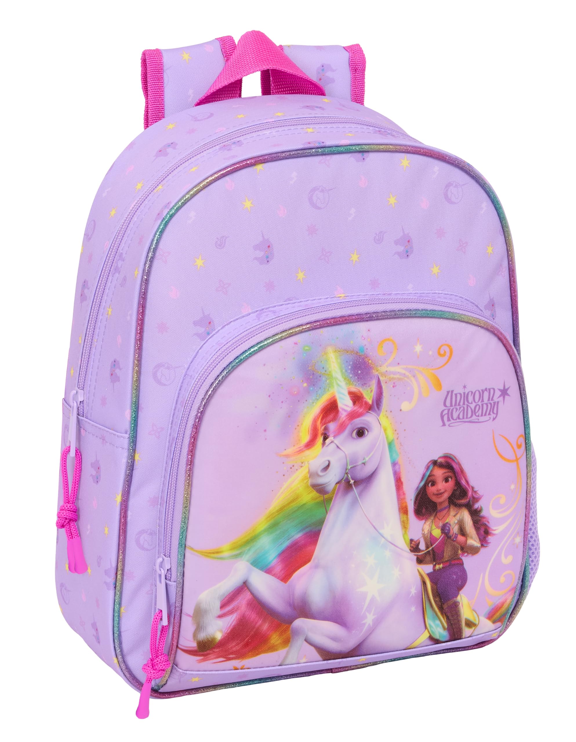 Safta Unicorn Academy – Children's Backpack, Ideal for Children of Different Ages, Comfortable and Versatile, Quality and Resistance, 28 x 10 x 34 cm, lilac, M, Casual
