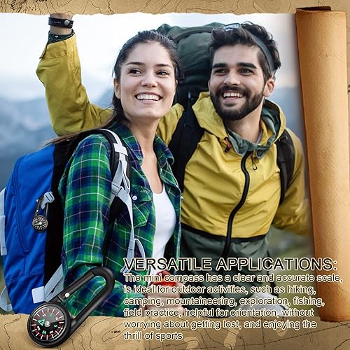 Miniatura 5 de Kanayu Llavero de brújula magnética de bolsillo pequeño, brújula de supervivencia, mini brújula de senderismo para niños y adultos, accesorio de