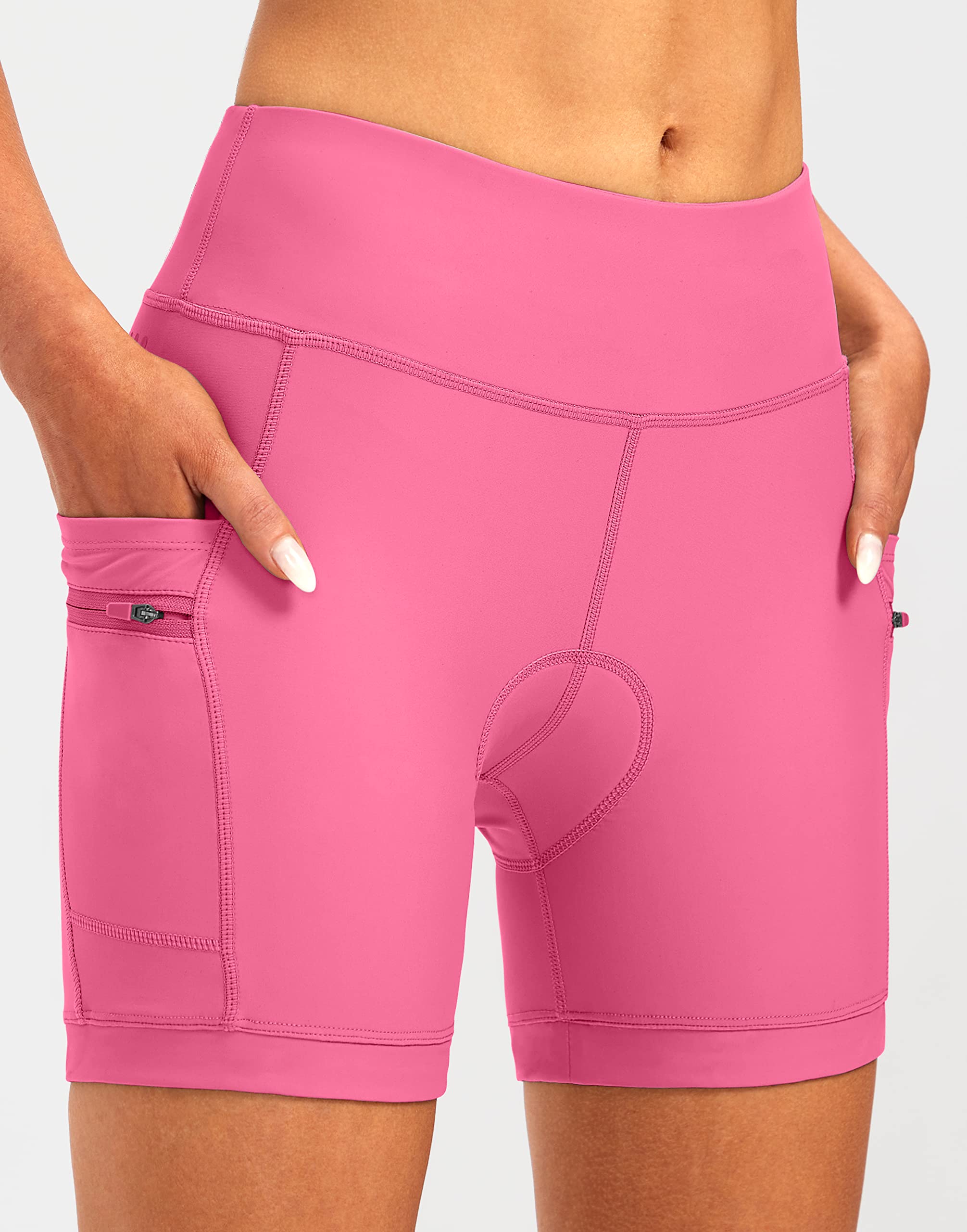 Damskie wyściełane spodenki rowerowe 4D 12.7 cm/17.8 cm bielizna do jazdy na rowerze rower szosowy spodenki rowerowe dla kobiet kieszenie na zamek błyskawiczny