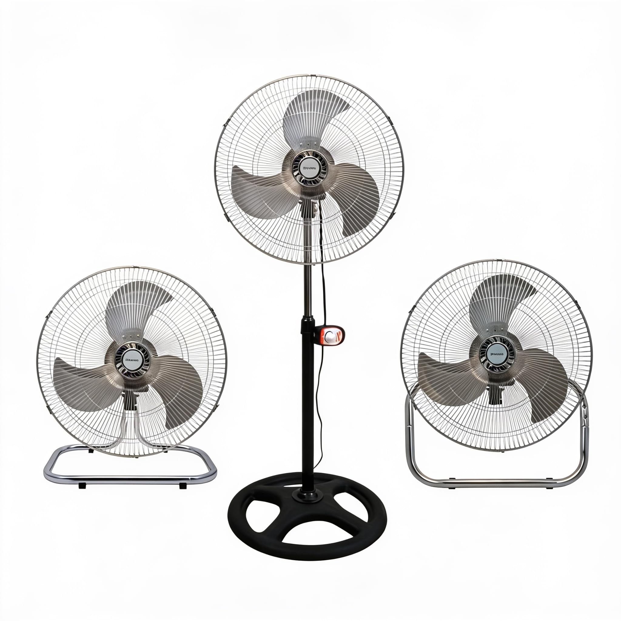 Standventilator 55 W Ø45 cm Edelstahlflügel 3 Geschwindigkeitsstufen Metallventilator