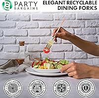 Vista 152 de Party Bargains Disposable Plastic Black Gold Cutlery Set, Infinity Modern Design Utensils, 40 Pack: 16 Forks, 8 Knives, 16 Spoons